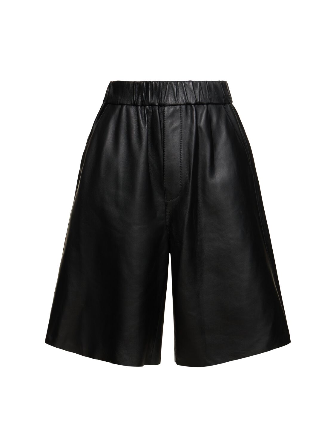 Shop Ami Alexandre Mattiussi Adc Leather Shorts In Black