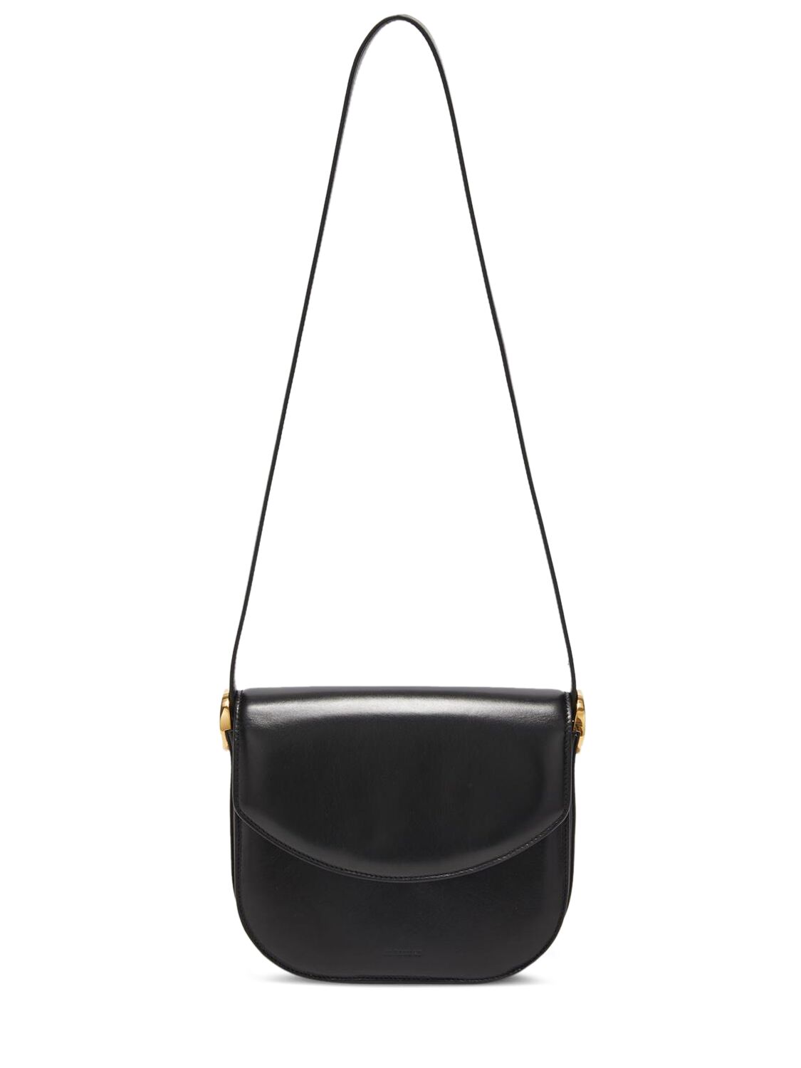 Jil Sander Coin Medium Leather Crossbody Bag In Black