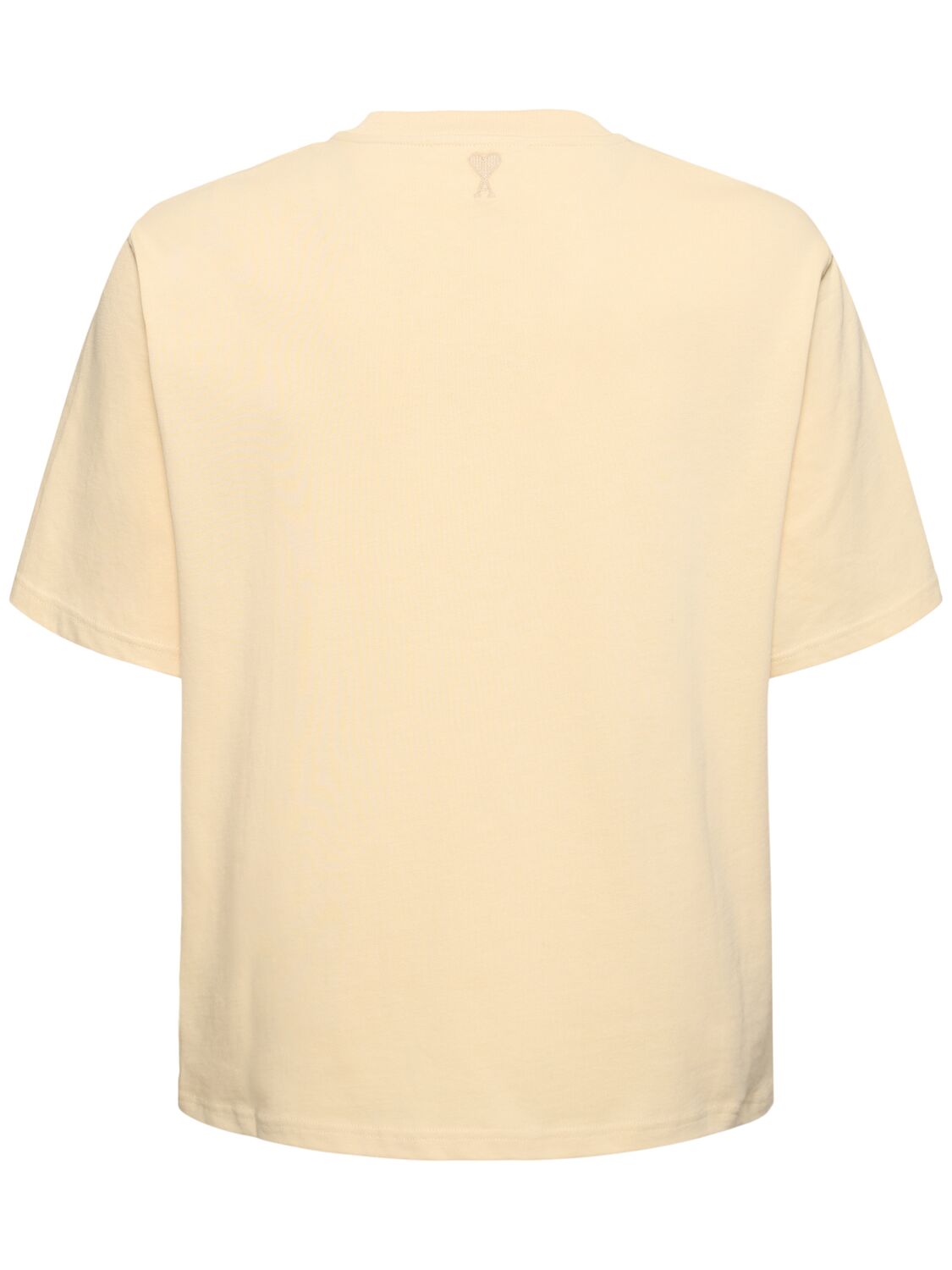 Shop Ami Alexandre Mattiussi Logo Printed Boxy Cotton T-shirt In Cream