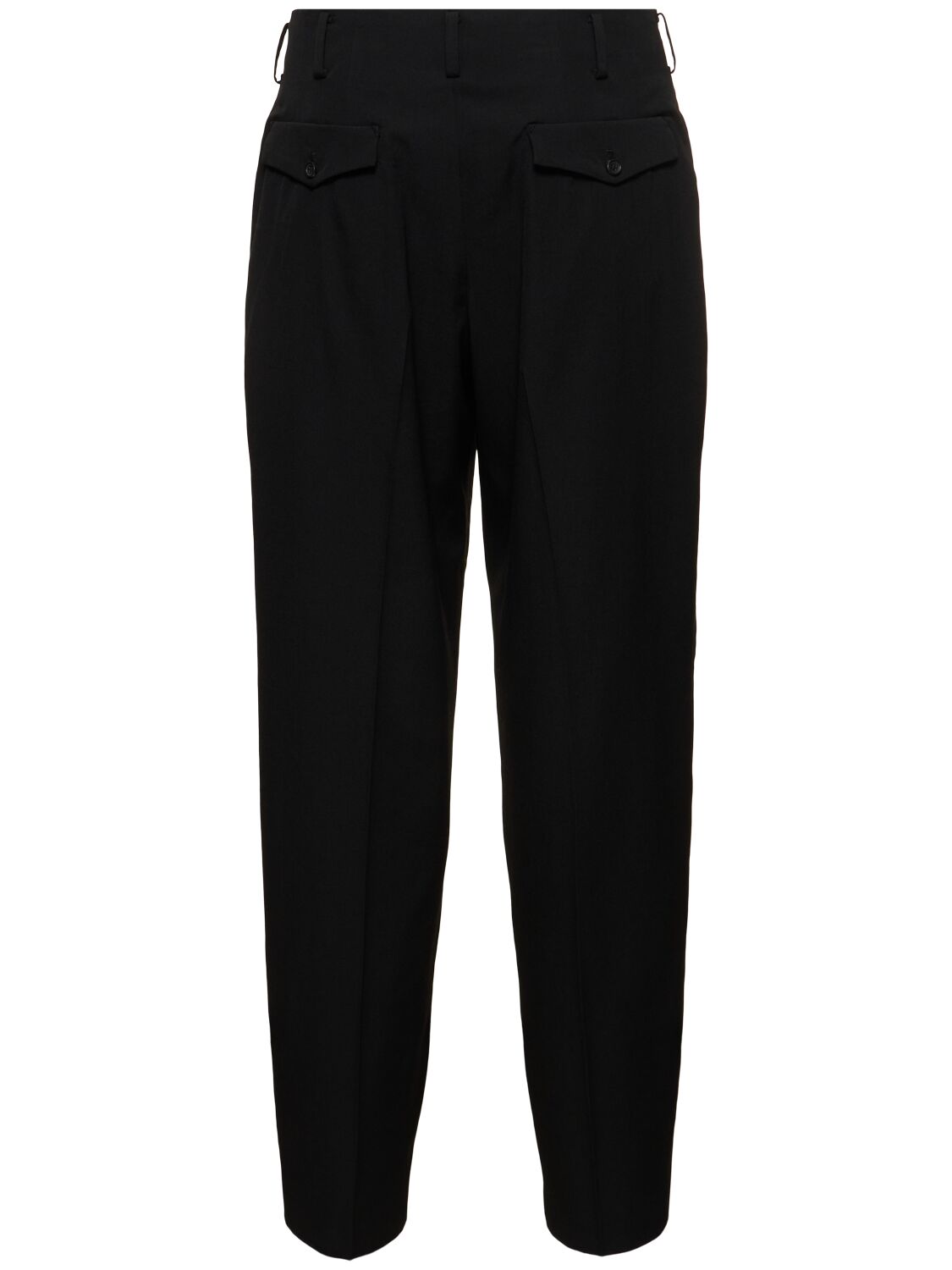 Shop Yohji Yamamoto Z-2 Tucked Gabardine Wool Pants In Black