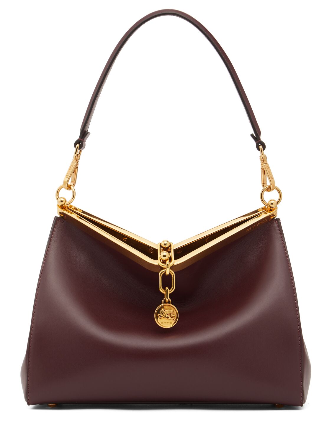 Etro Medium Vela Leather Shoulder Bag In 酒红色