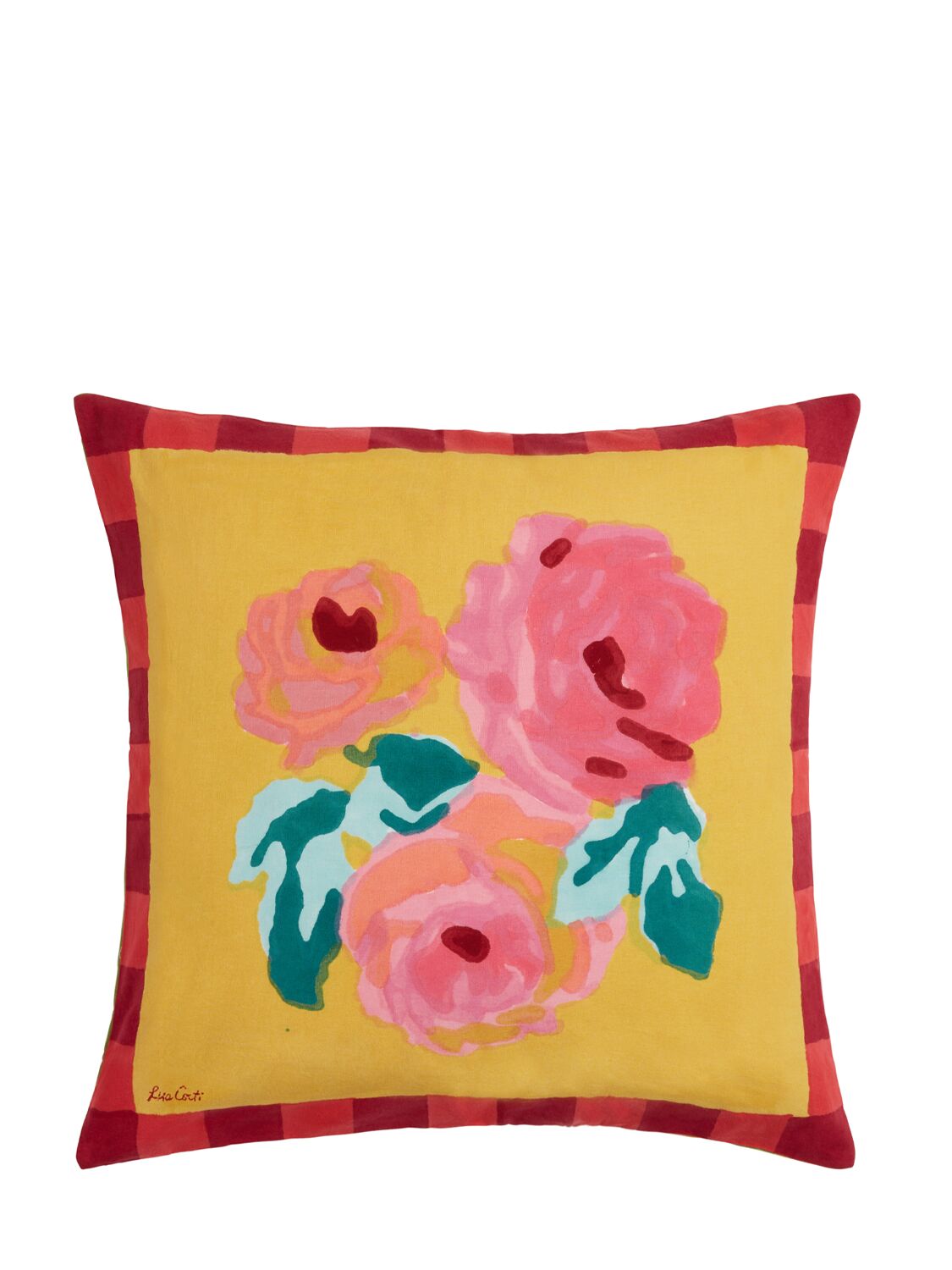 Lisa Corti Nizam Sulphur Cushion In Pink