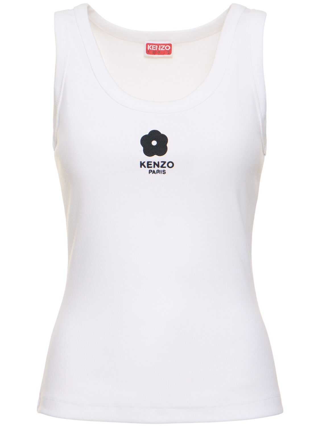 Shop Kenzo Boke Ribbed Cotton Jersey Tank Top In White