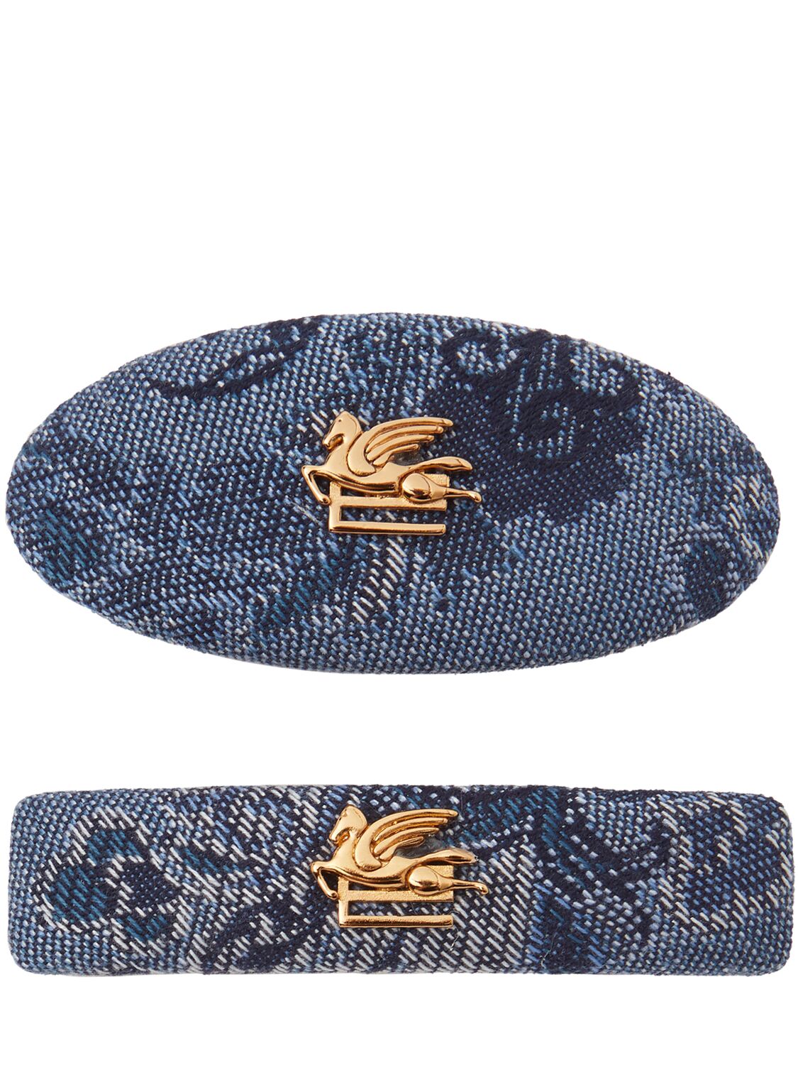 Etro Fiore Denim Hair Clip In 蓝色