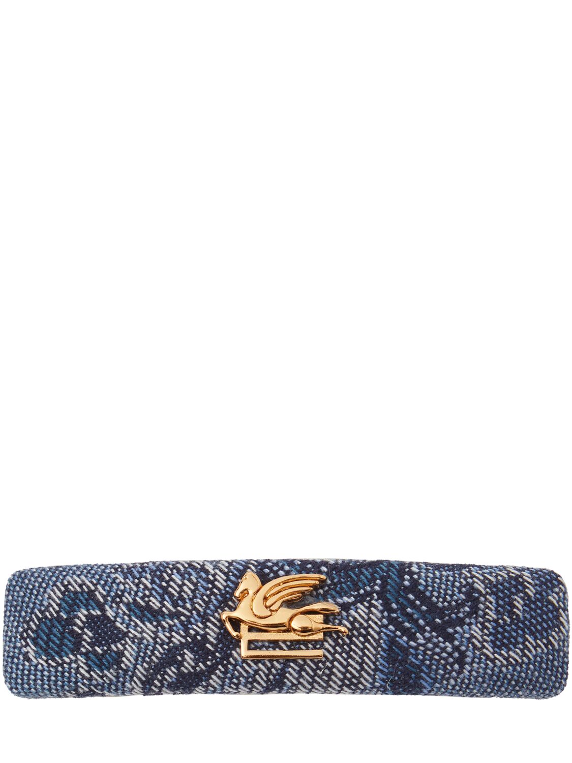 Shop Etro Fiore Denim Hair Clip In 蓝色