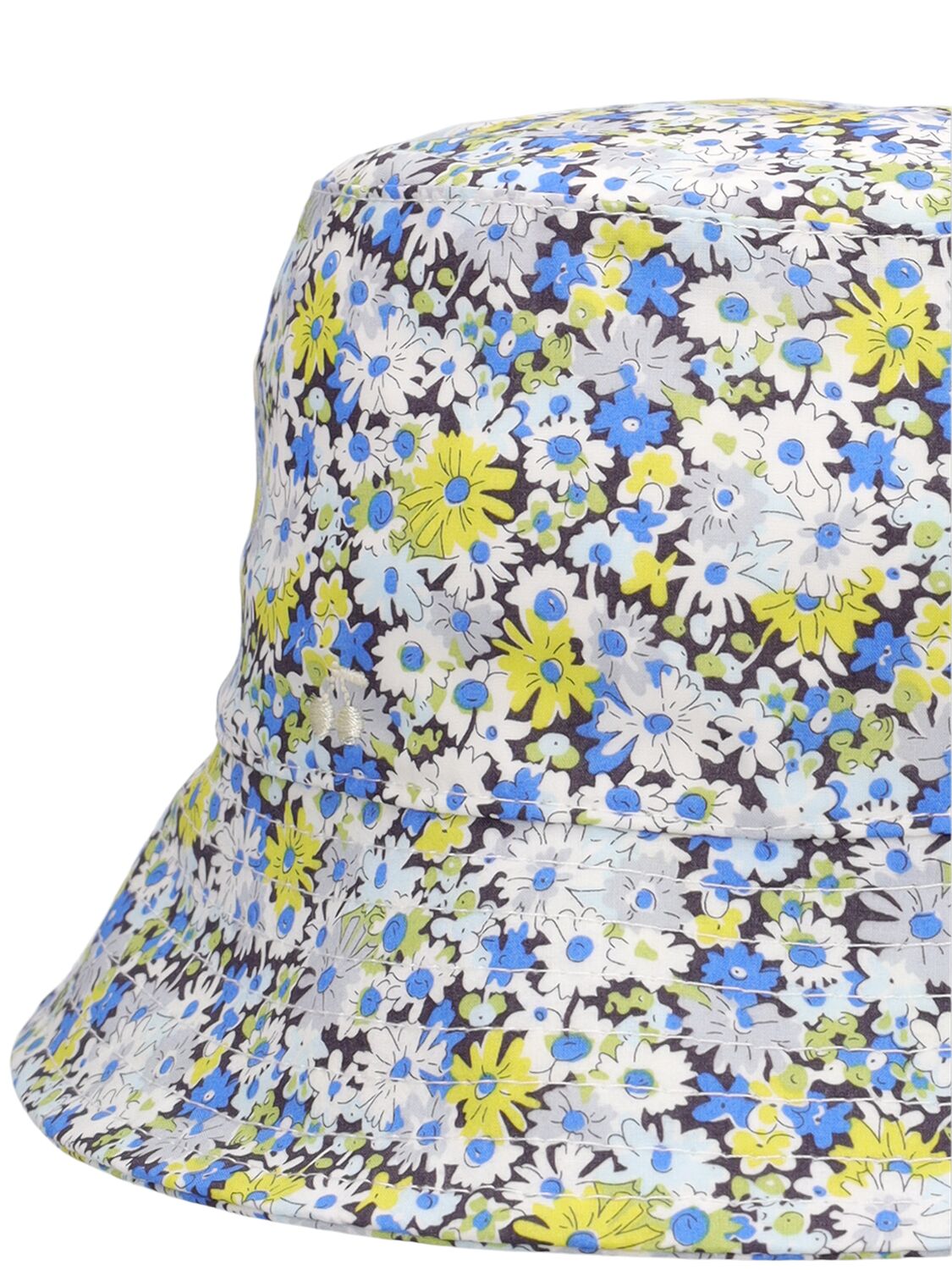 Shop Bonpoint Printed Cotton Poplin Bucket Hat In Blue