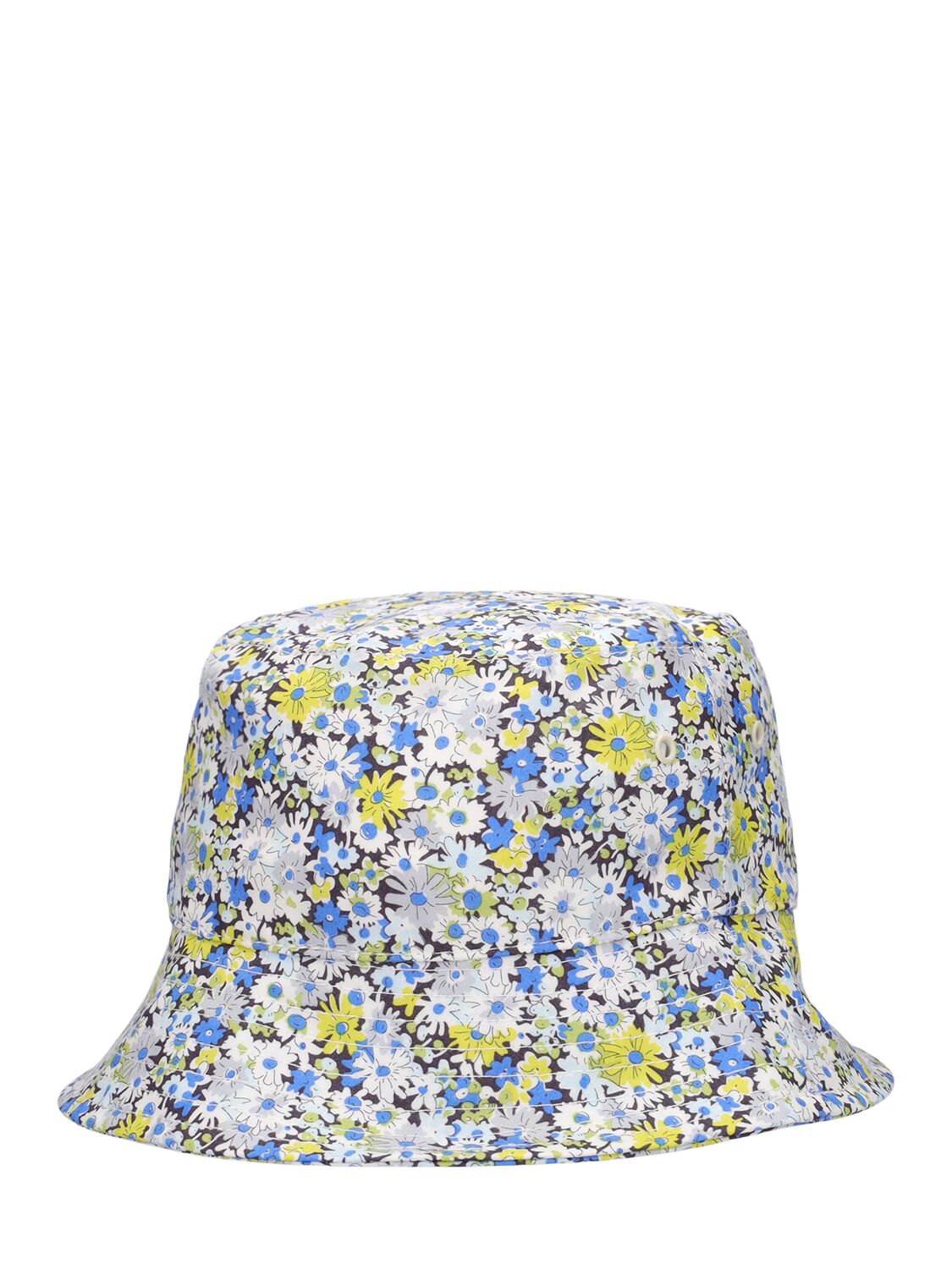 Shop Bonpoint Printed Cotton Poplin Bucket Hat In Blue