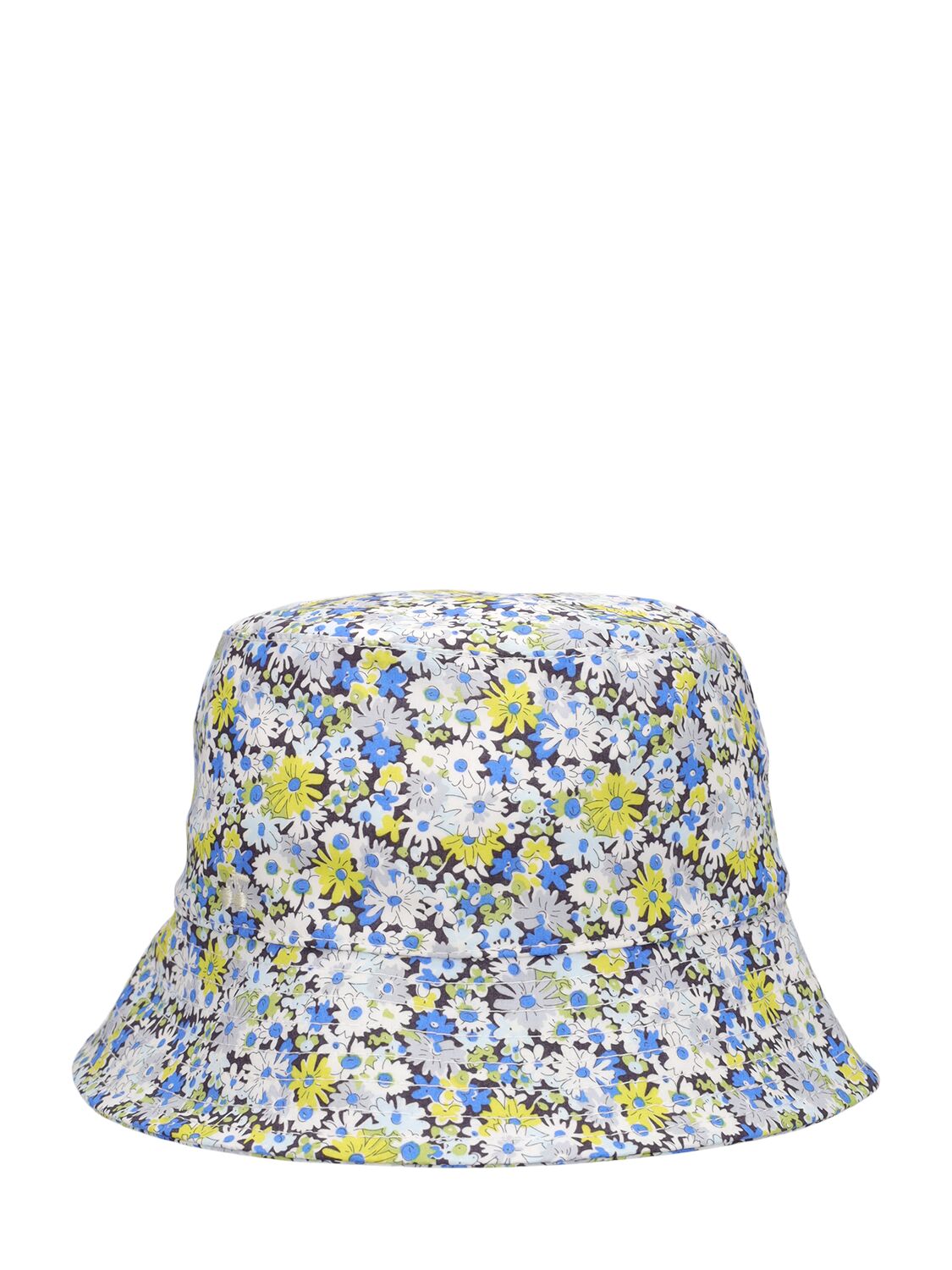 Shop Bonpoint Printed Cotton Poplin Bucket Hat In Blue
