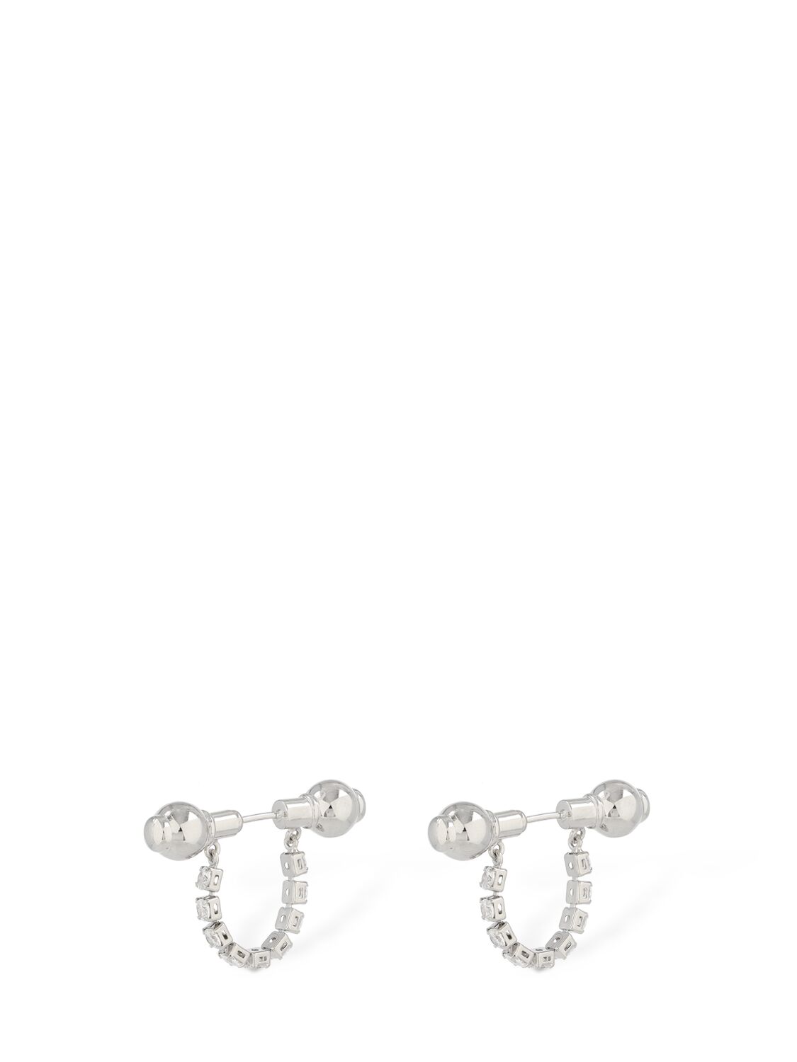 Shop Panconesi Crystal Barbell Stud Earrings In Silver