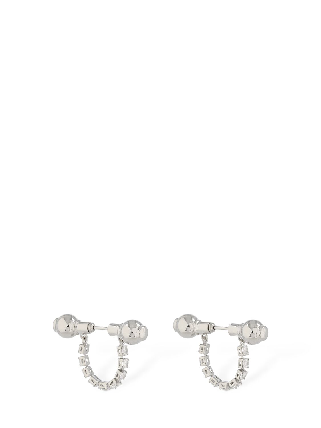 Shop Panconesi Crystal Barbell Stud Earrings In Silver