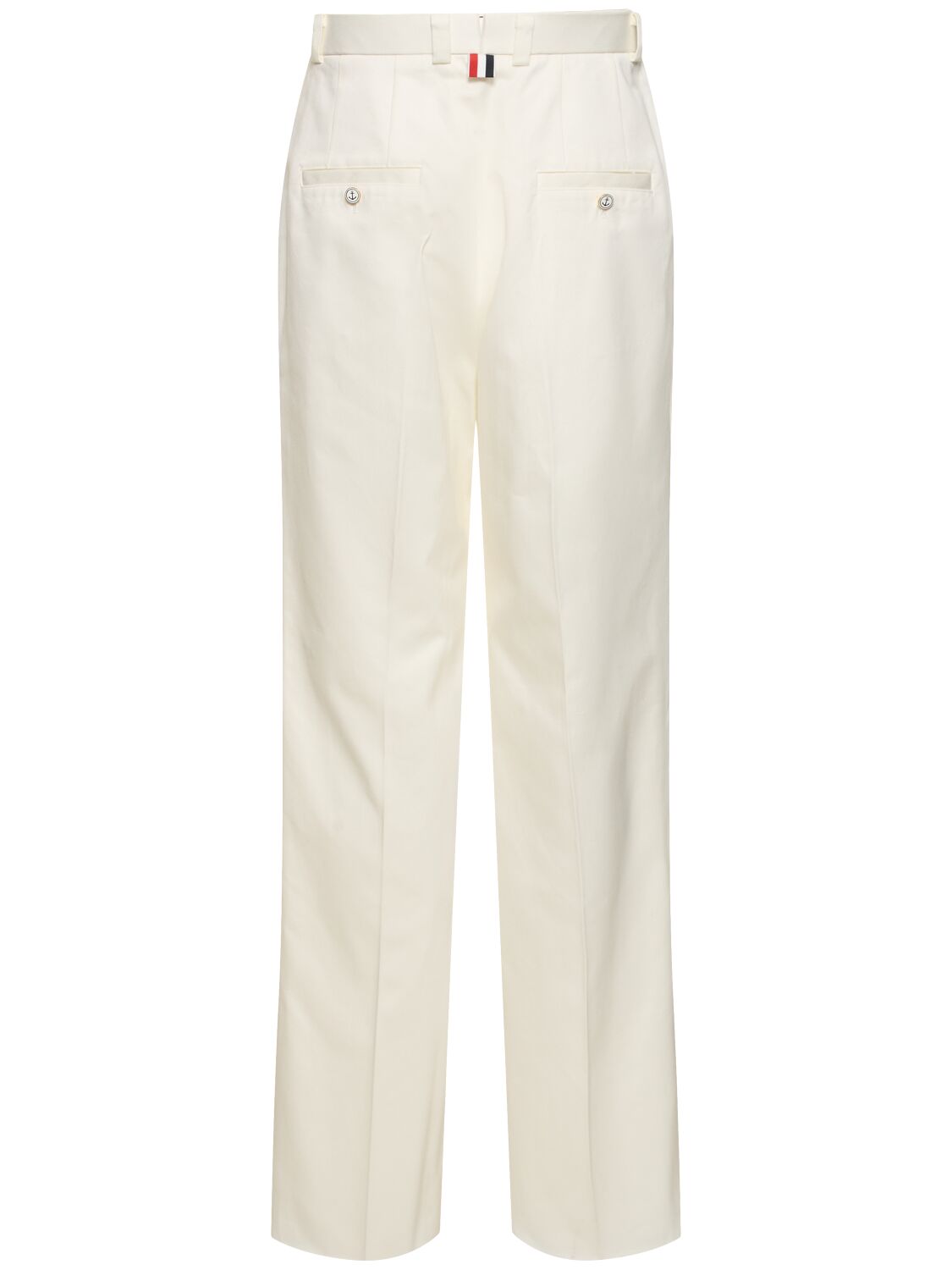 Shop Thom Browne Mid Rise Straight Leg Chino Pants In White