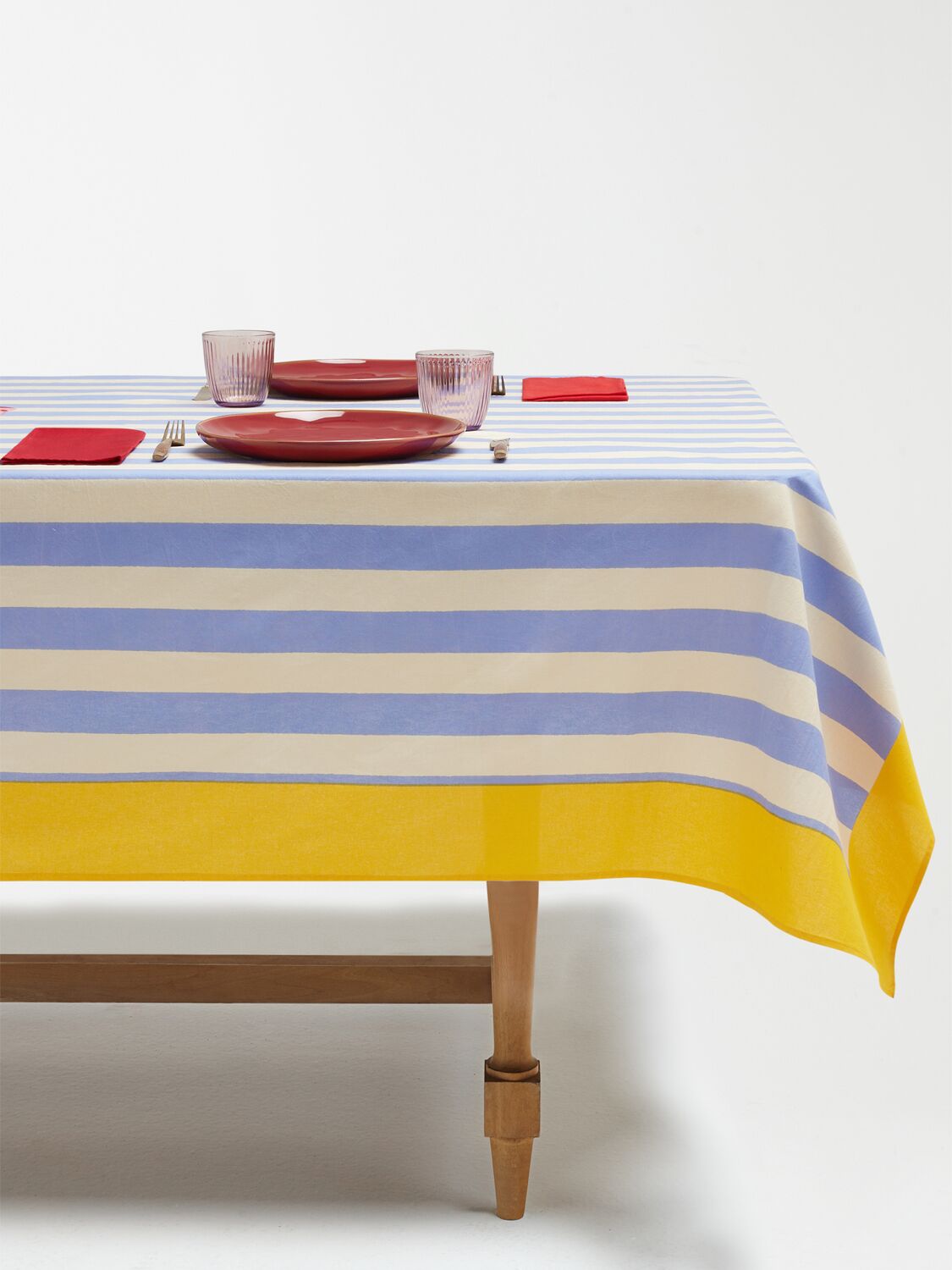 Shop Lisa Corti Nizam Stripes Tablecloth In Blue