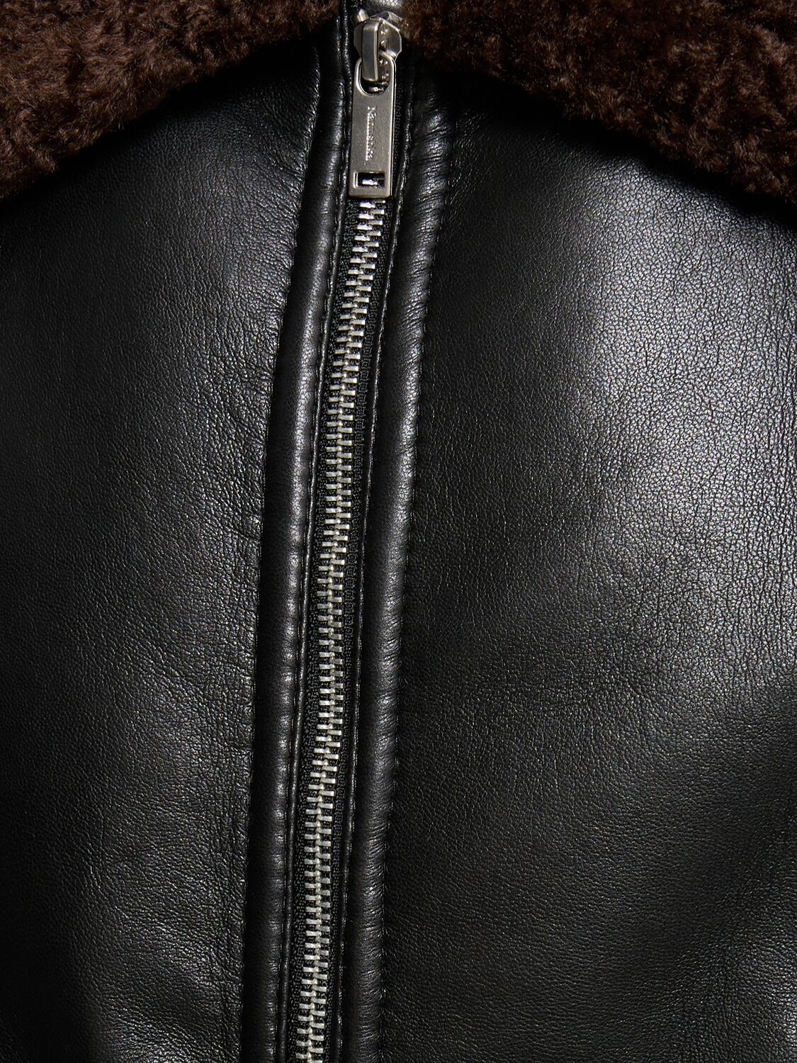 Shop Nanushka Faux Leather Shearling Flight Jacket In Black