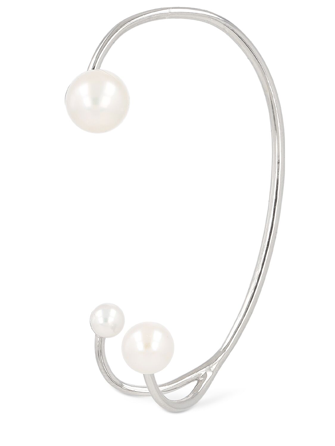 Shop Panconesi Three Point Pearl Ear Cuff In Silber,weiss