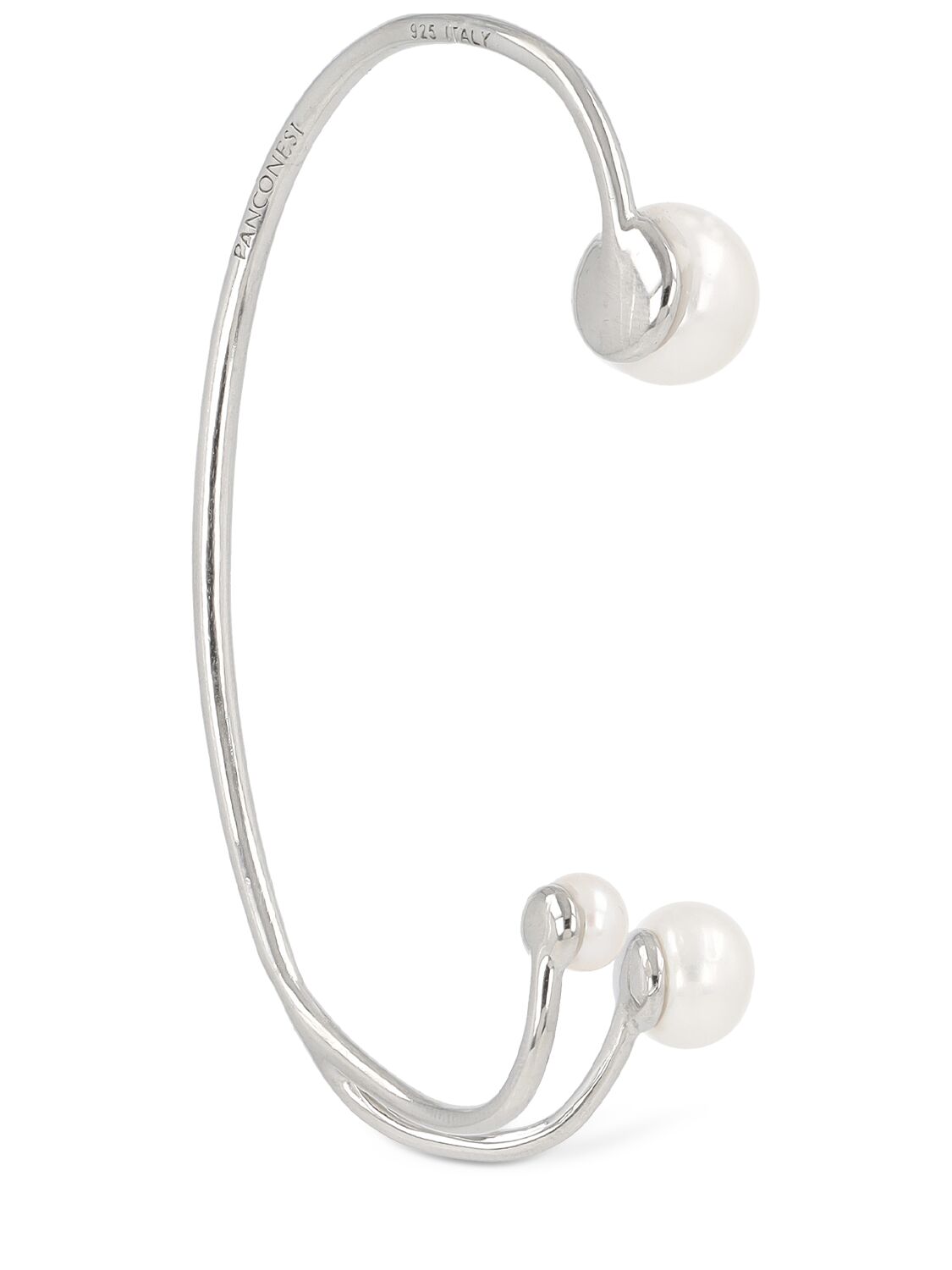 Shop Panconesi Three Point Pearl Ear Cuff In Silber,weiss