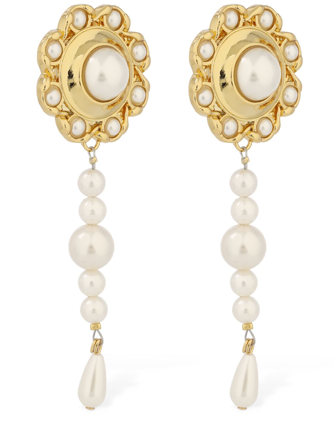 Shop Moschino Cloud Handle & Padlock Drop Earrings In Gold,white