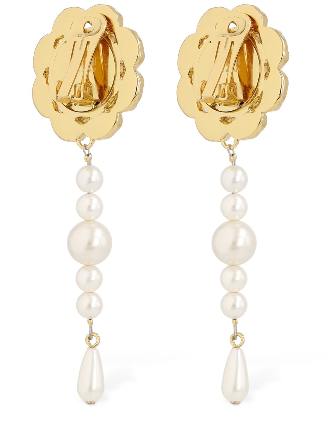 Shop Moschino Cloud Handle & Padlock Drop Earrings In Gold,white