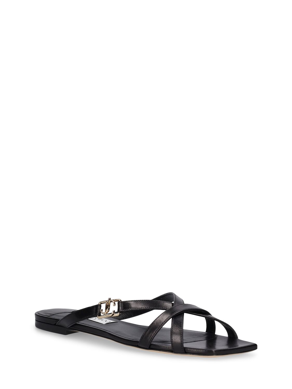 Shop Jimmy Choo 10mm Jess Leather Slide Sandals In Black