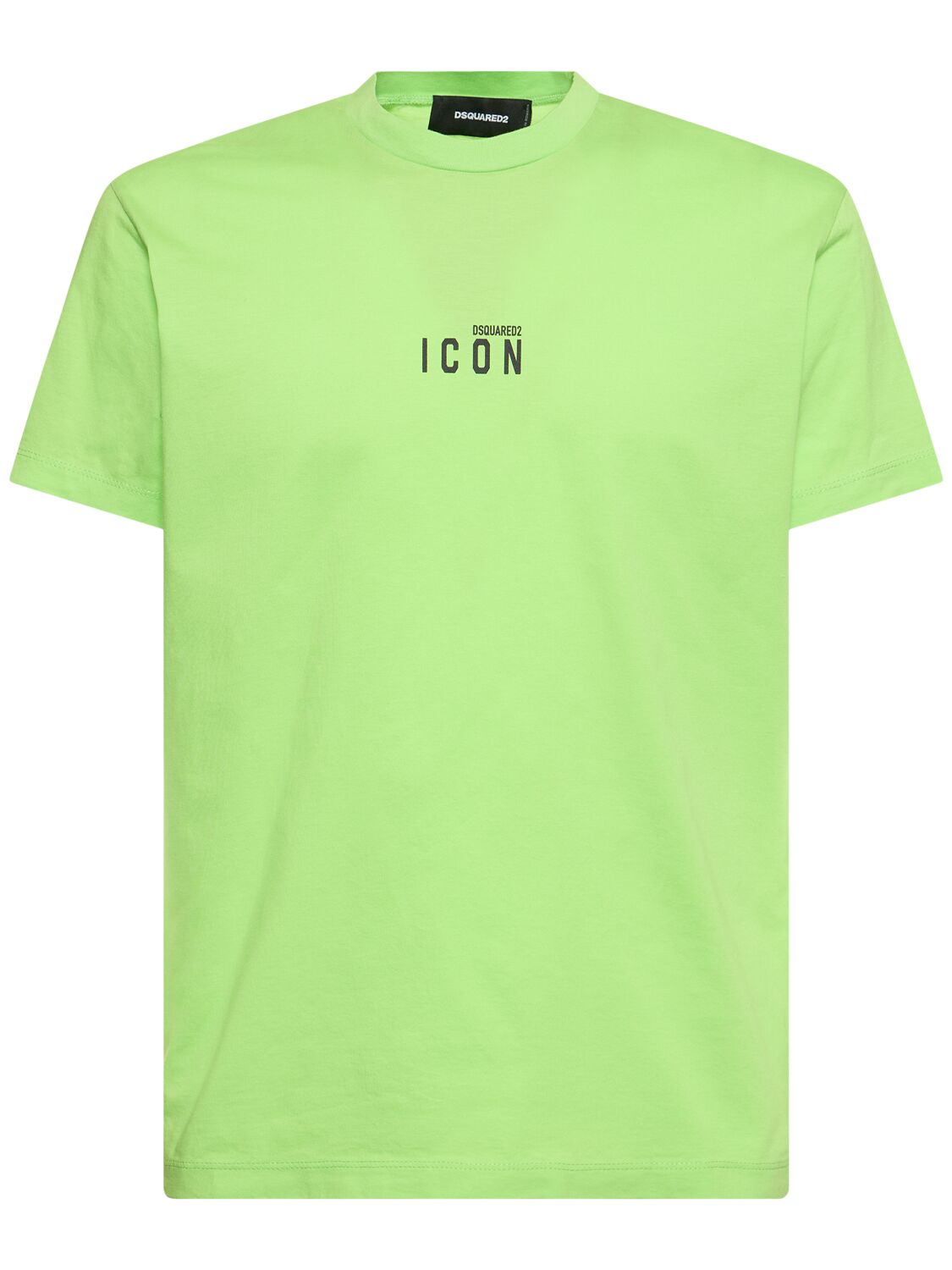 Dsquared2 Printed Logo Cotton T-shirt In Acid Green