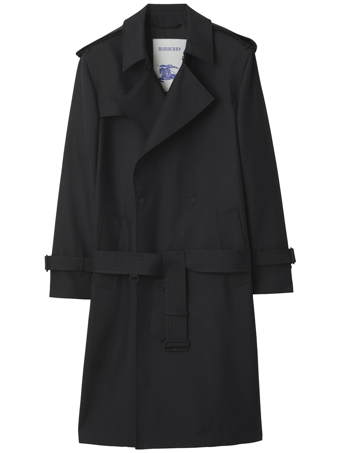 Burberry Belted Double Breast Gabardine Trench In Black