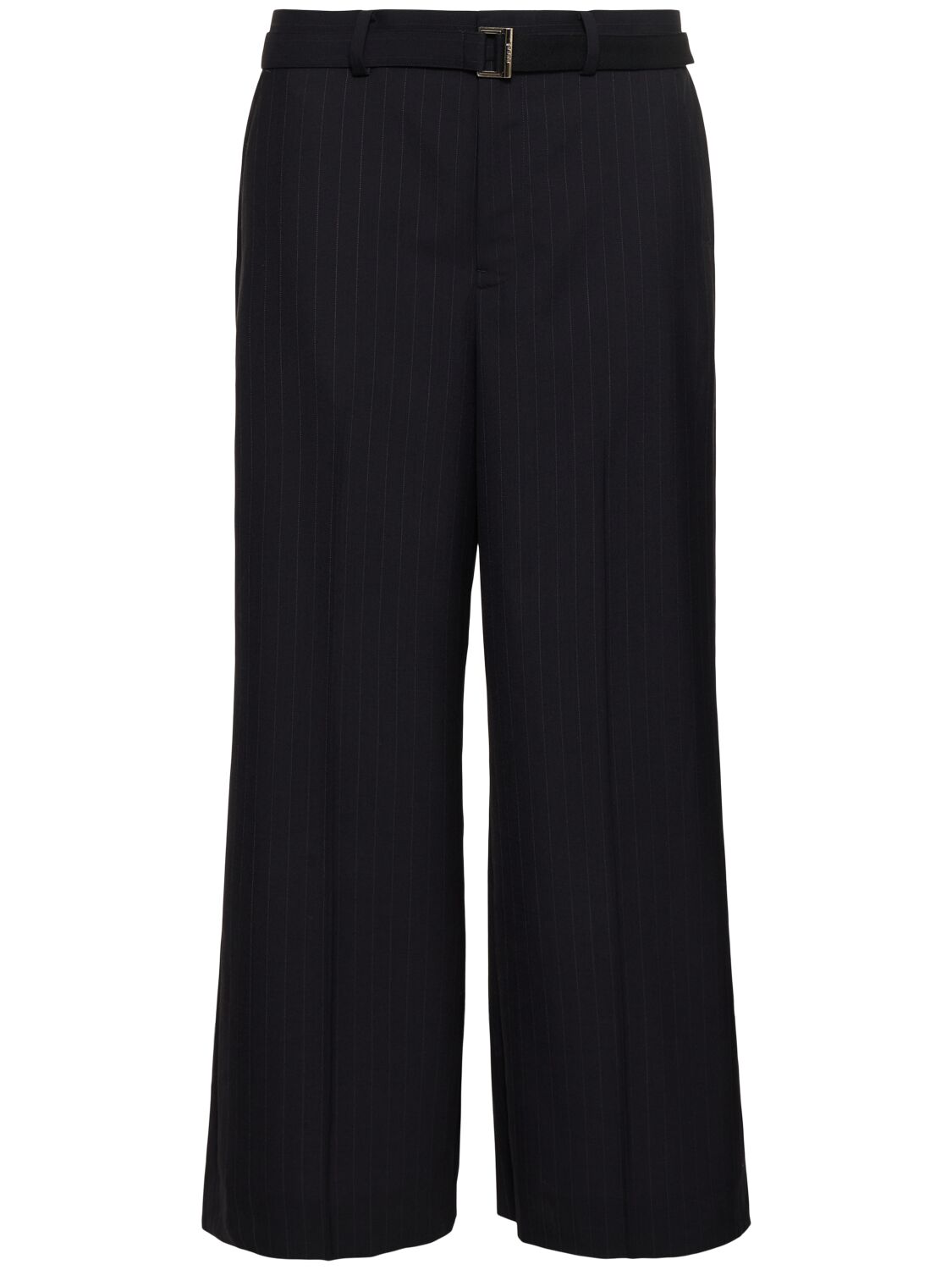 Sacai Chalk Striped Trousers In Navy