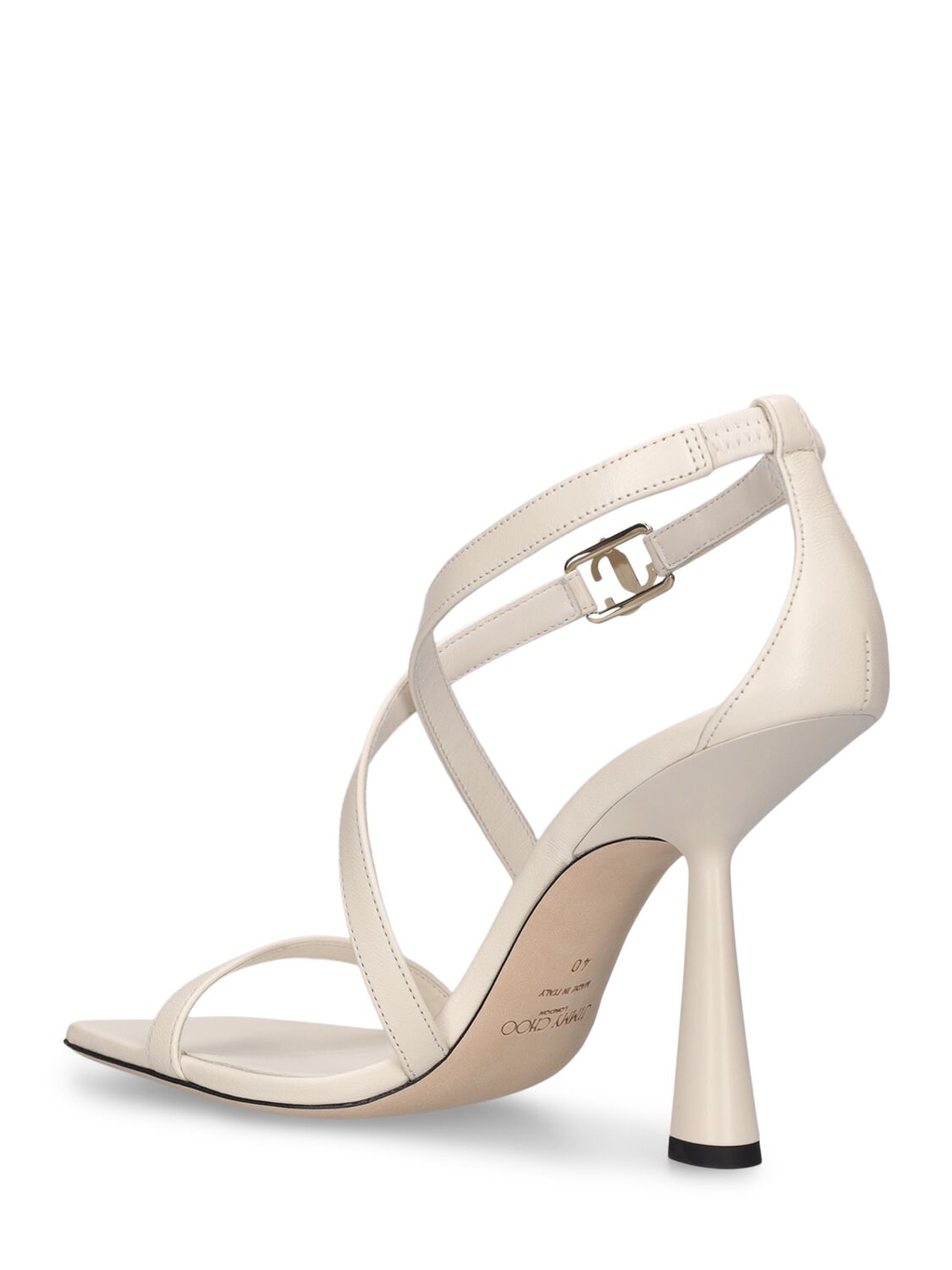 Shop Jimmy Choo 100mm Jessica Leather Sandals In Off White