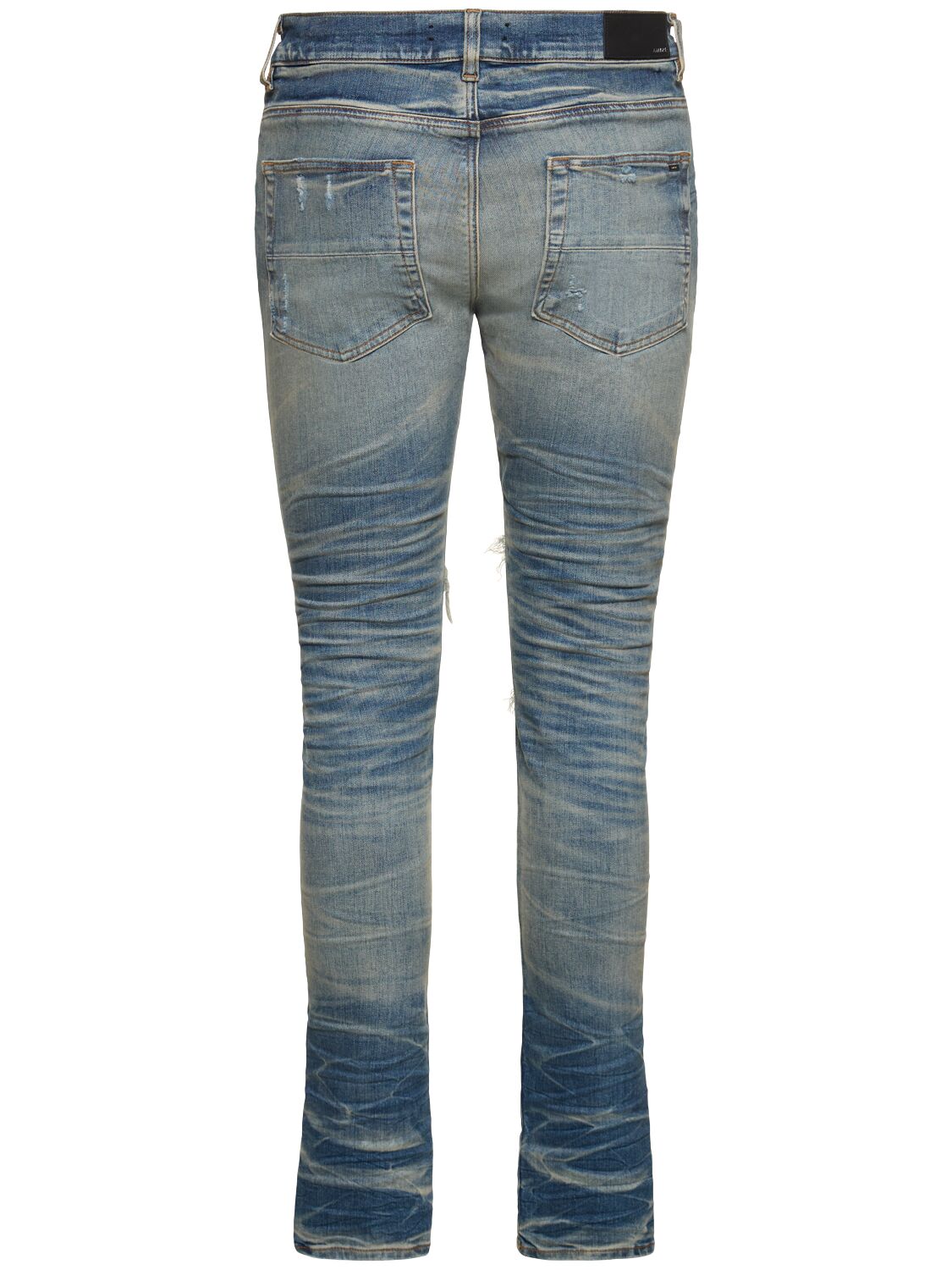Shop Amiri Sequin Thrasher Cotton Stretch Jeans In Blue