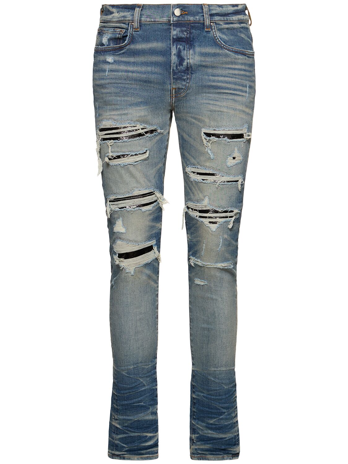 Purple Brand P005 Thrashed Tinted Straight Jeans In Blue