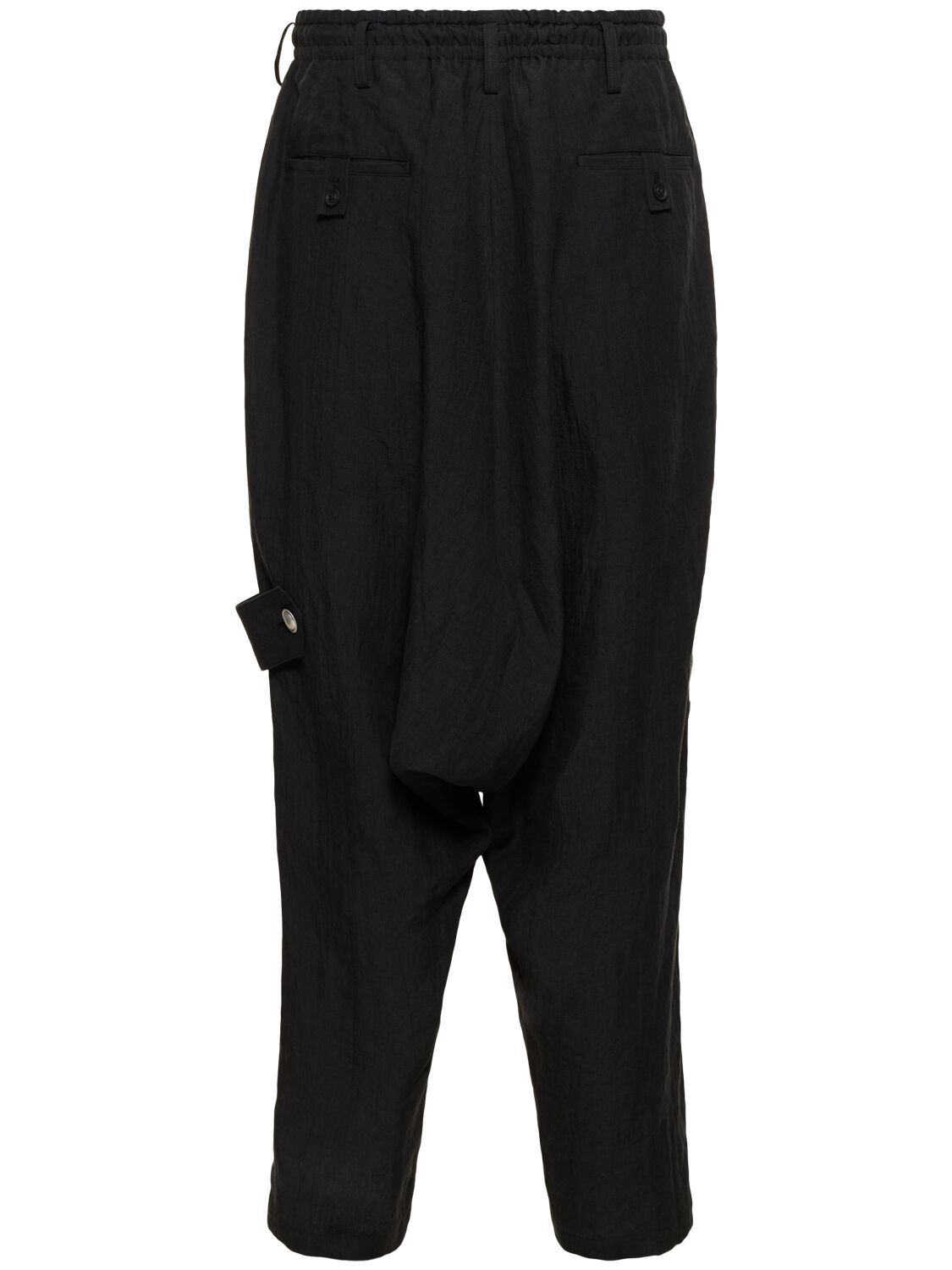 Shop Yohji Yamamoto A-asm Sarouel Gusset Linen Pants In Black