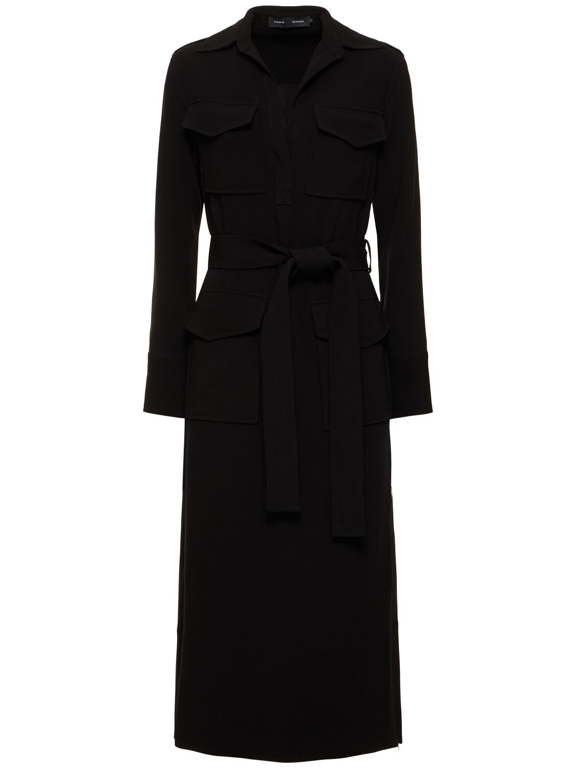 Proenza Schouler Vanessa Matte Crepe Midi Dress In Black