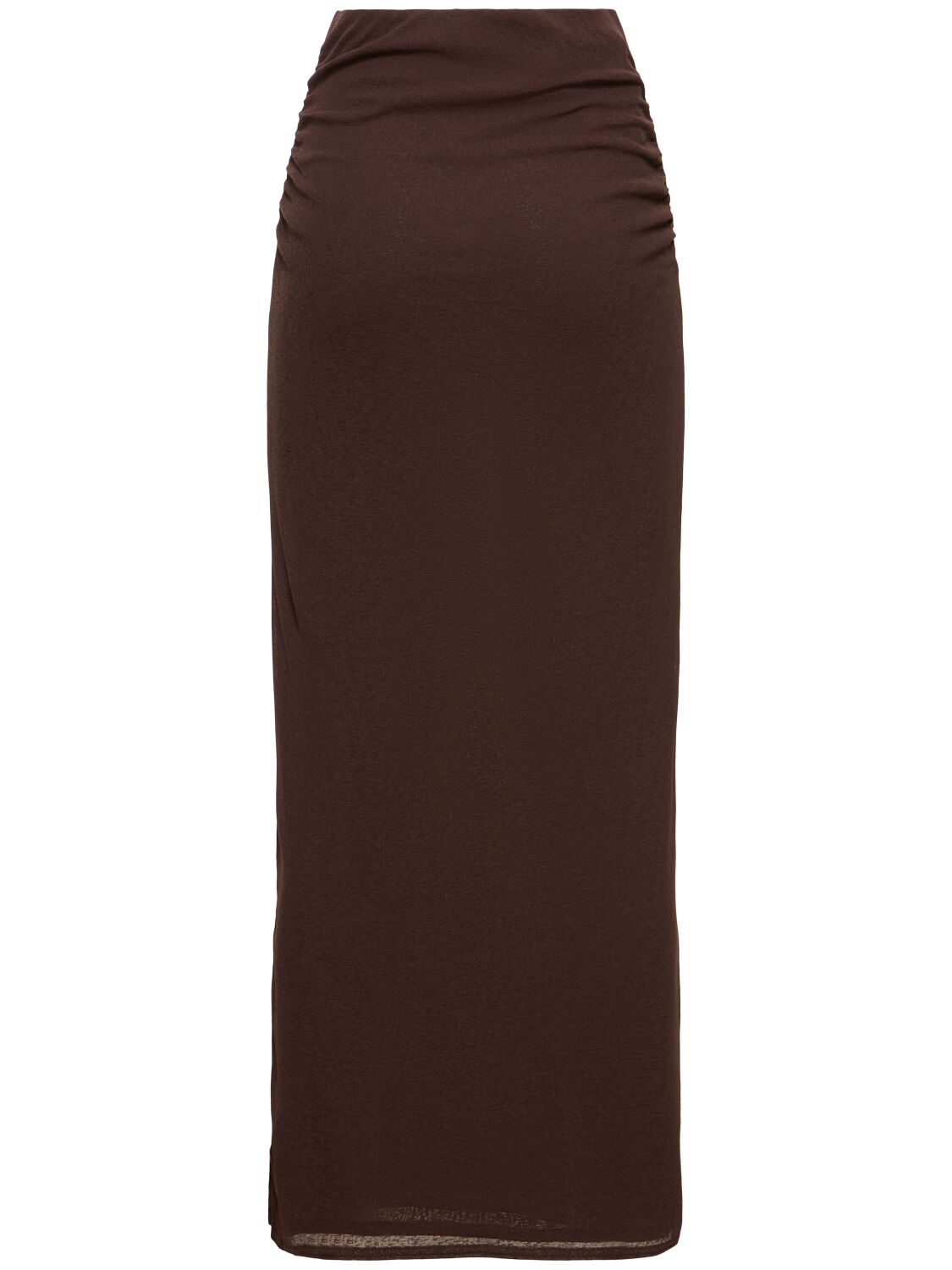 Shop Nanushka Norine Mesh Jersey Midi Skirt In Brown