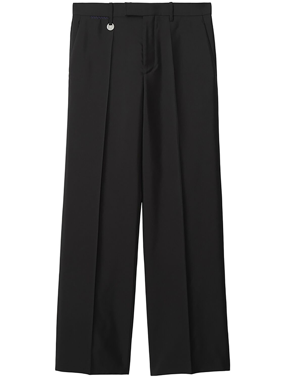 Burberry Tailored Wool & Silk Wide Trousers In Black