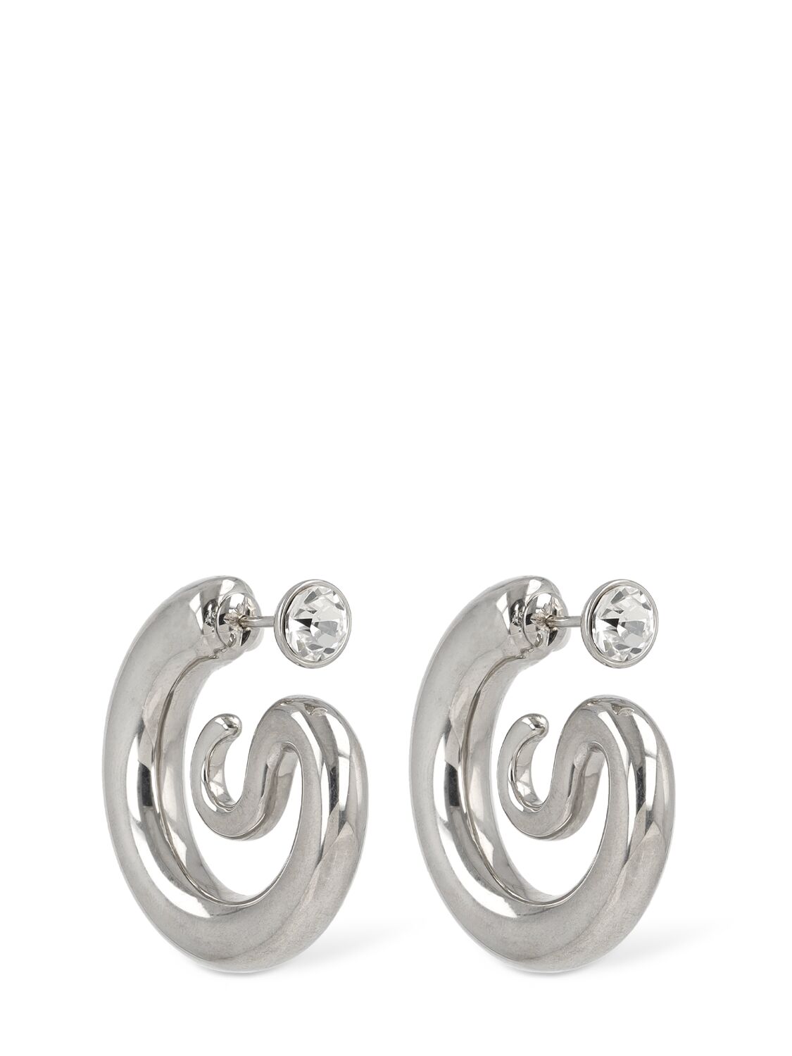 Panconesi Diamond Serpent Hoop Earrings In Silver