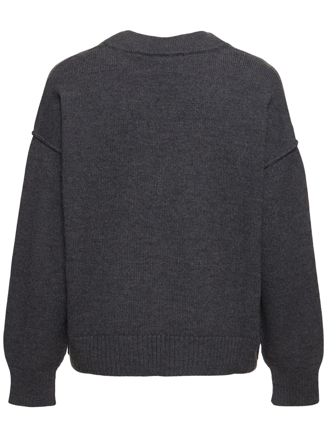 Shop Ami Alexandre Mattiussi Logo Wool Knit Cardigan In Heather Grey