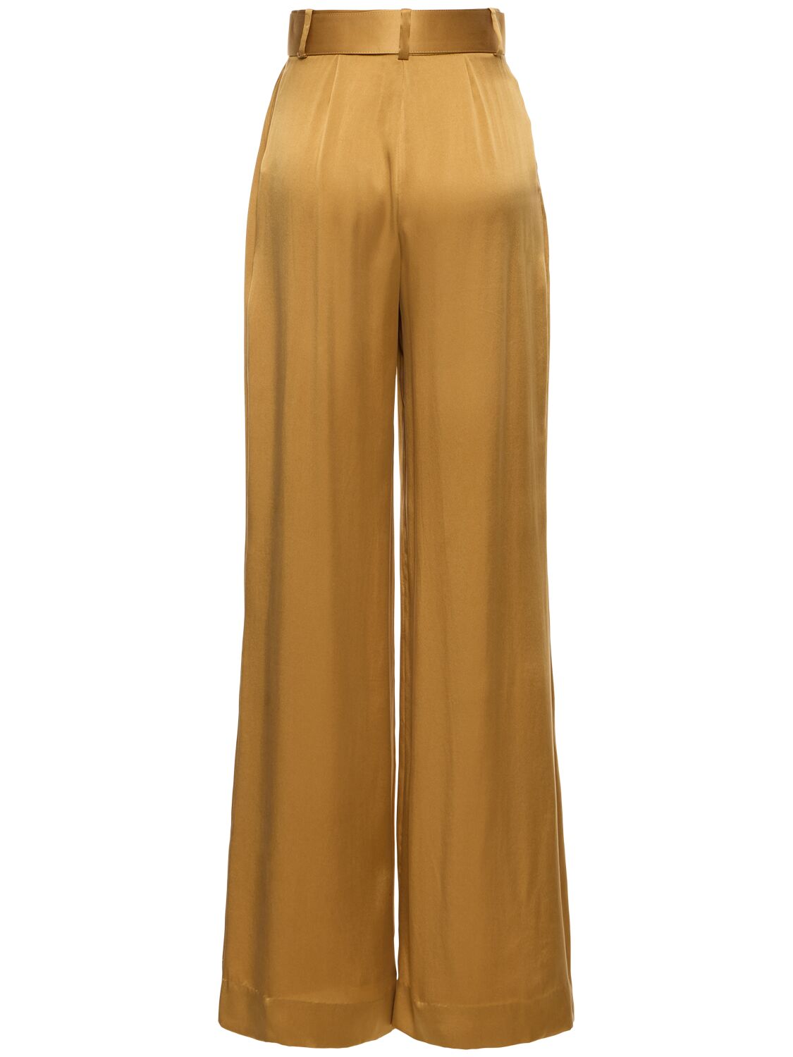 Shop Zimmermann Silk Tuck Wide Pants In Dark Yellow