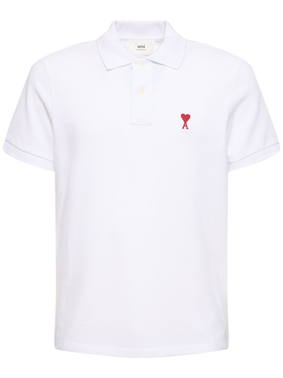 Ami Alexandre Mattiussi Logo-embroidered Organic Cotton-piqué Polo Shirt In White