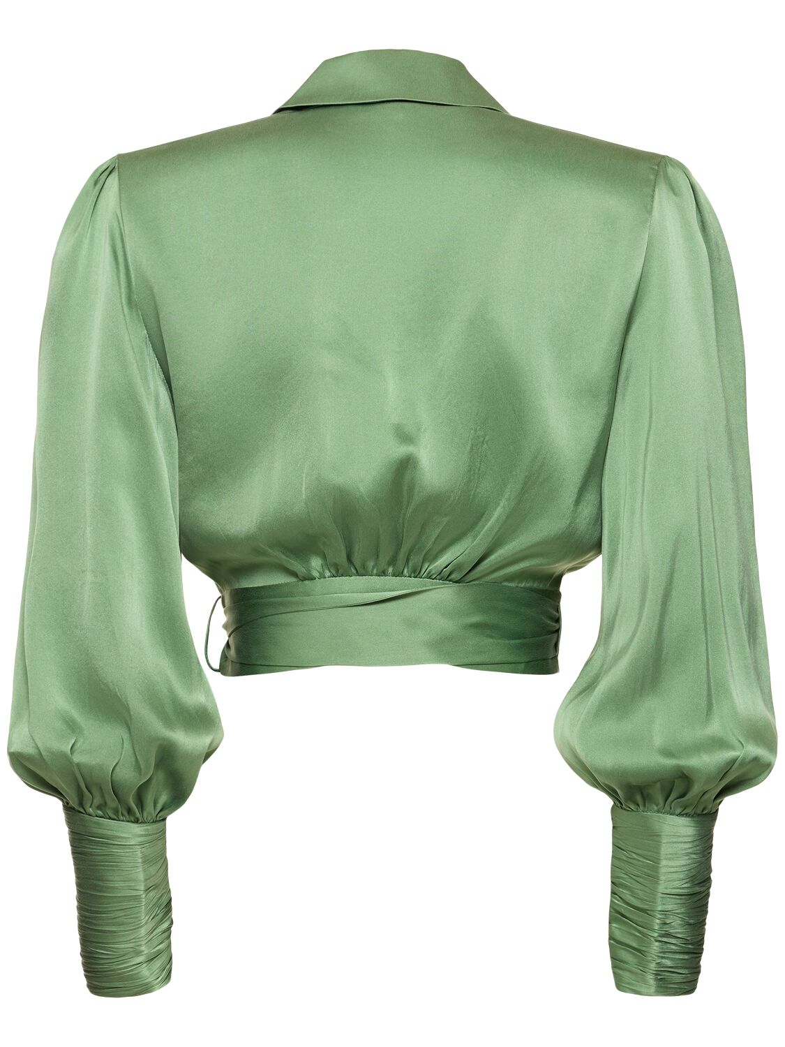 Shop Zimmermann Silk Wraparound Blouse In Green