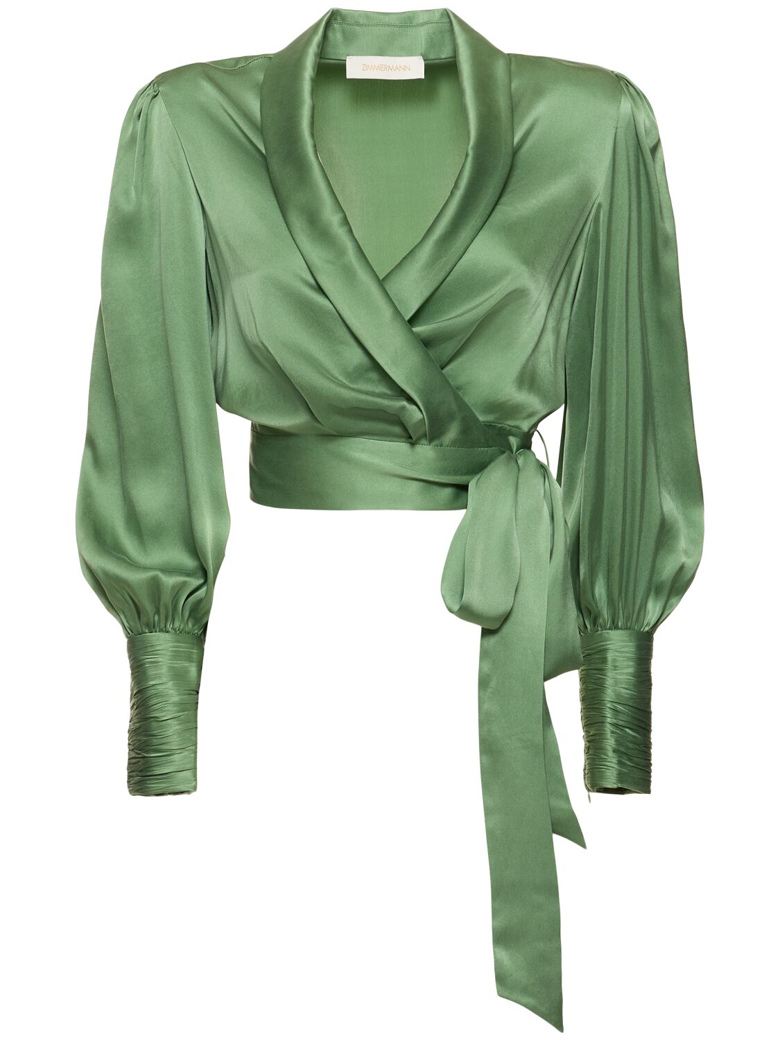 Zimmermann Silk Wraparound Blouse In Green