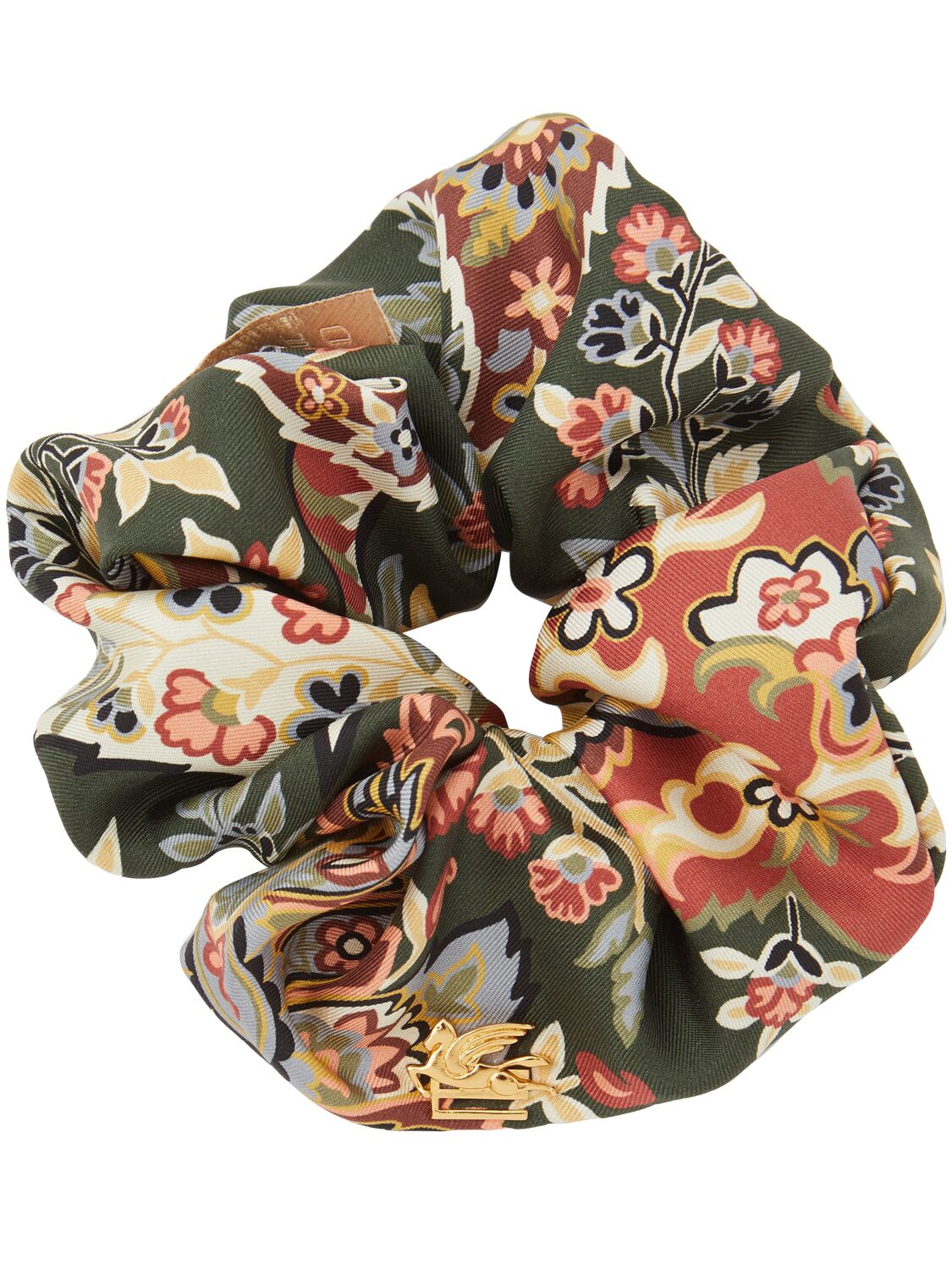 Etro Paisley Printed Silk Scrunchie In 绿色/多色