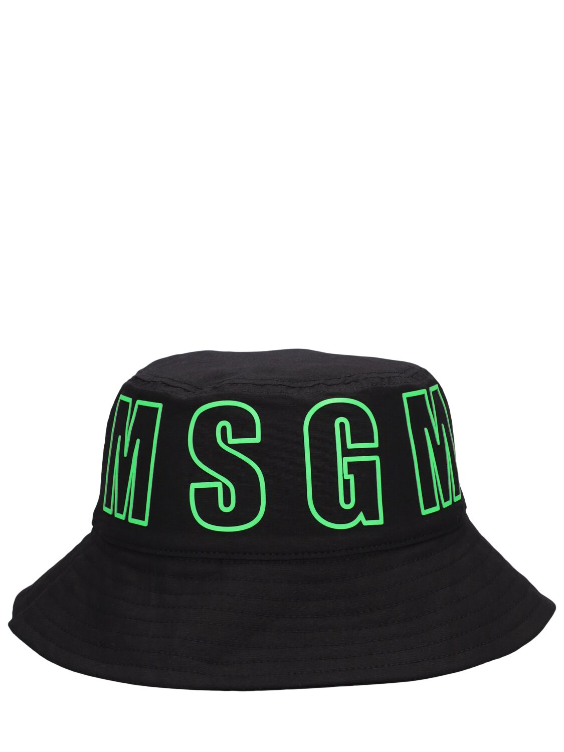 Msgm Kids' Cotton Bucket Hat In Black
