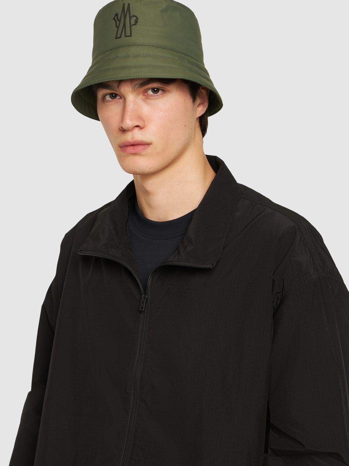 Shop Moncler Logo Tech Bucket Hat In Green