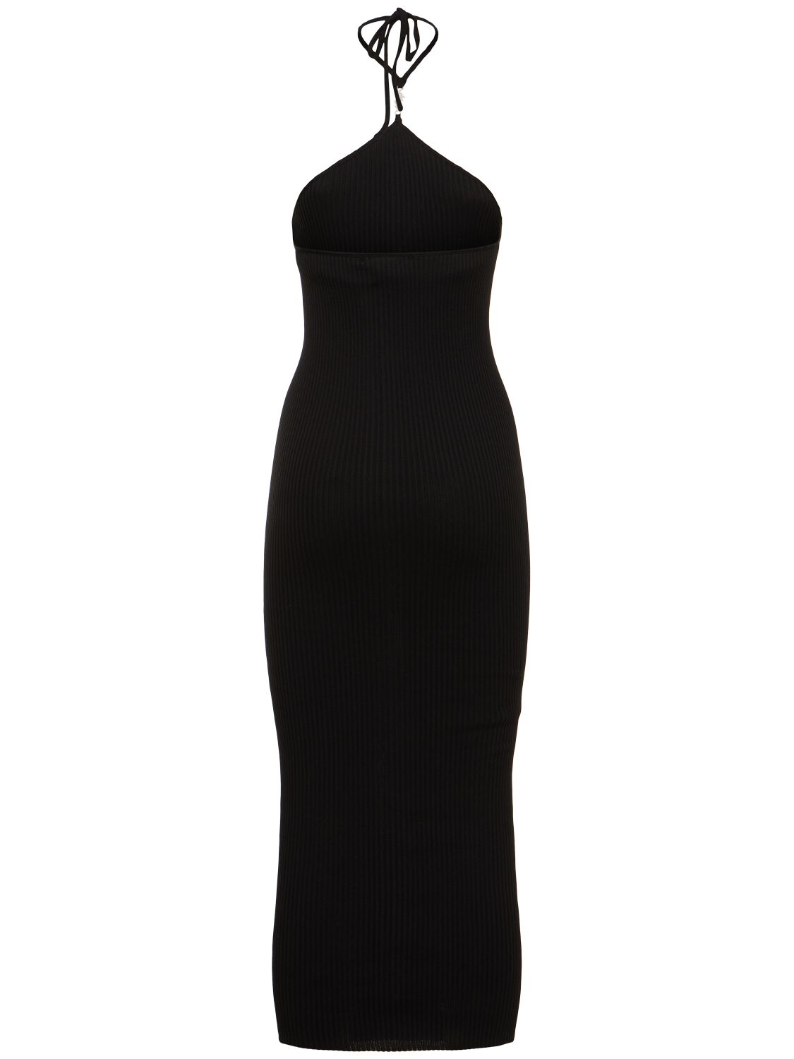 Shop Amiri Cotton Blend Knit Halter Neck Midi Dress In Black