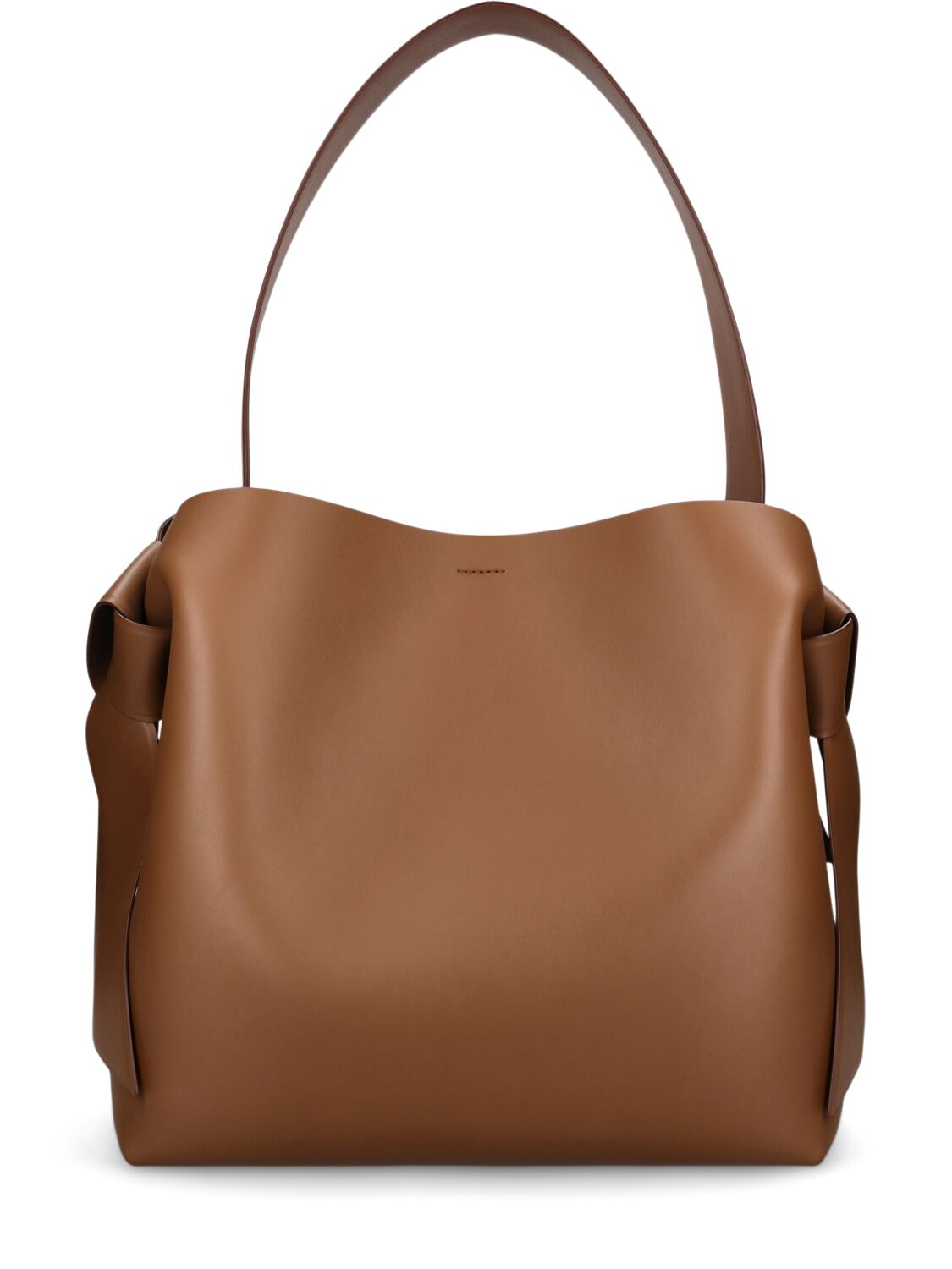 Shop Acne Studios Midi Musubi Leather Shoulder Bag In Camel Brown