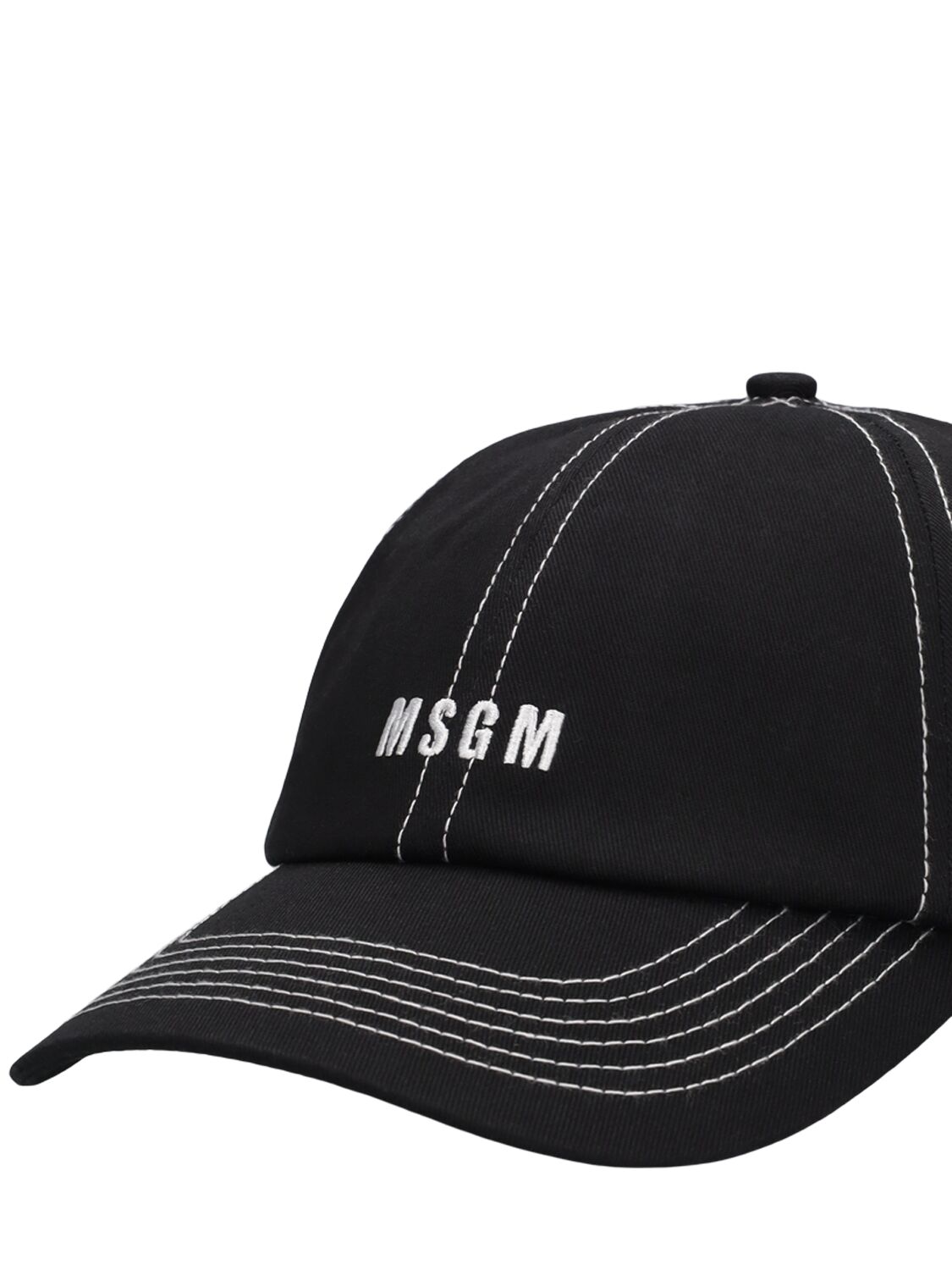 Shop Msgm Cotton Baseball Hat In Black