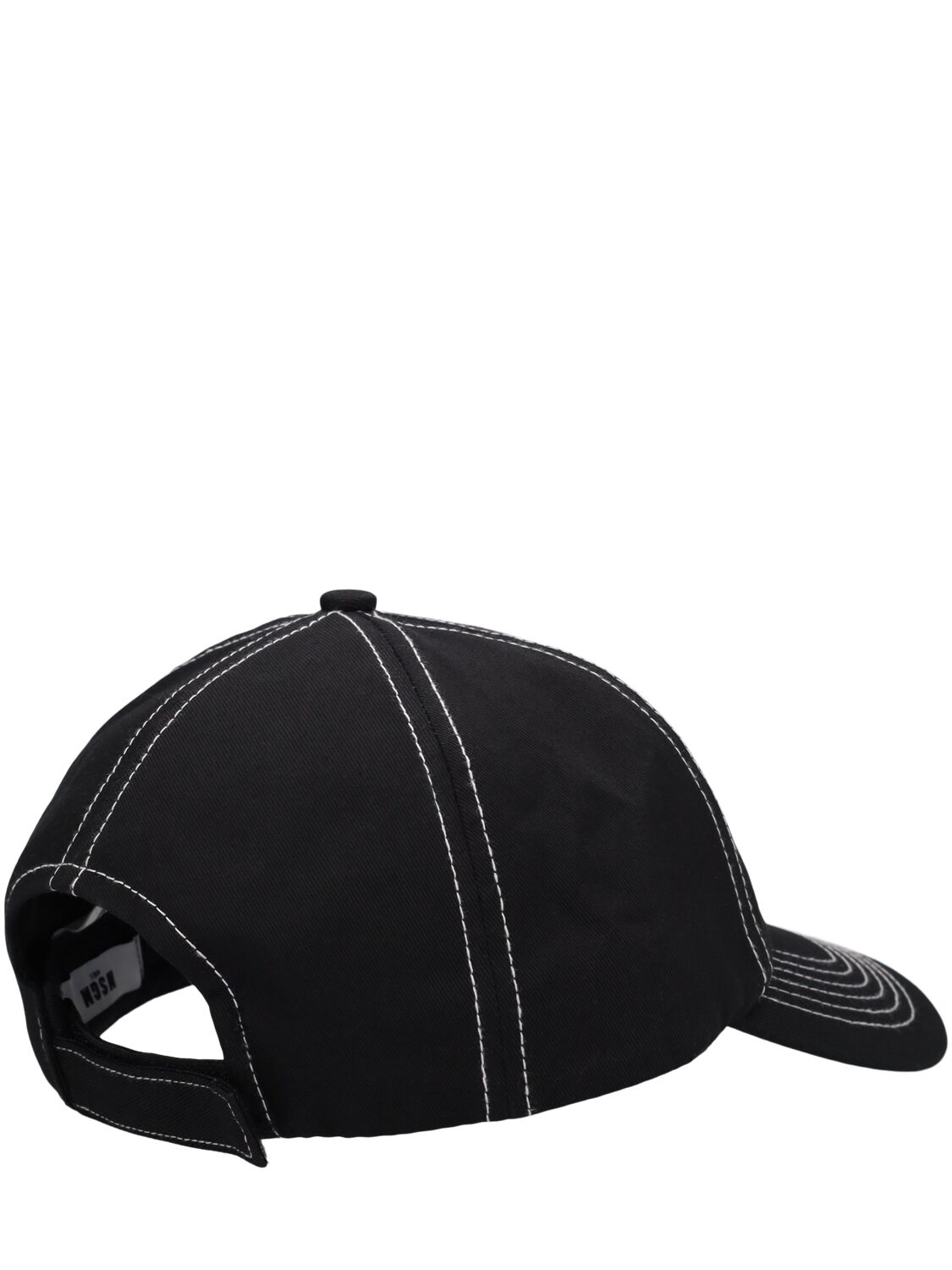 Shop Msgm Cotton Baseball Hat In Black