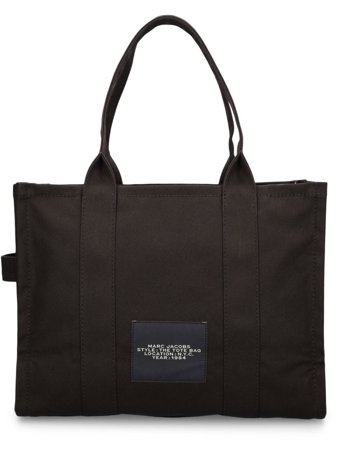 Shop Marc Jacobs The Large Tote Cotton Bag In Black