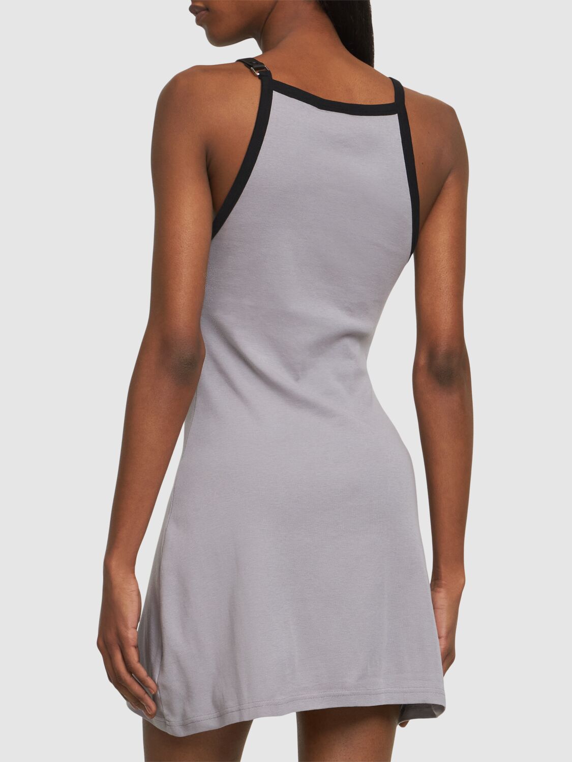 Courrèges Racerback Mini Dress With Contrasting Straps And Logo Detail In Grey