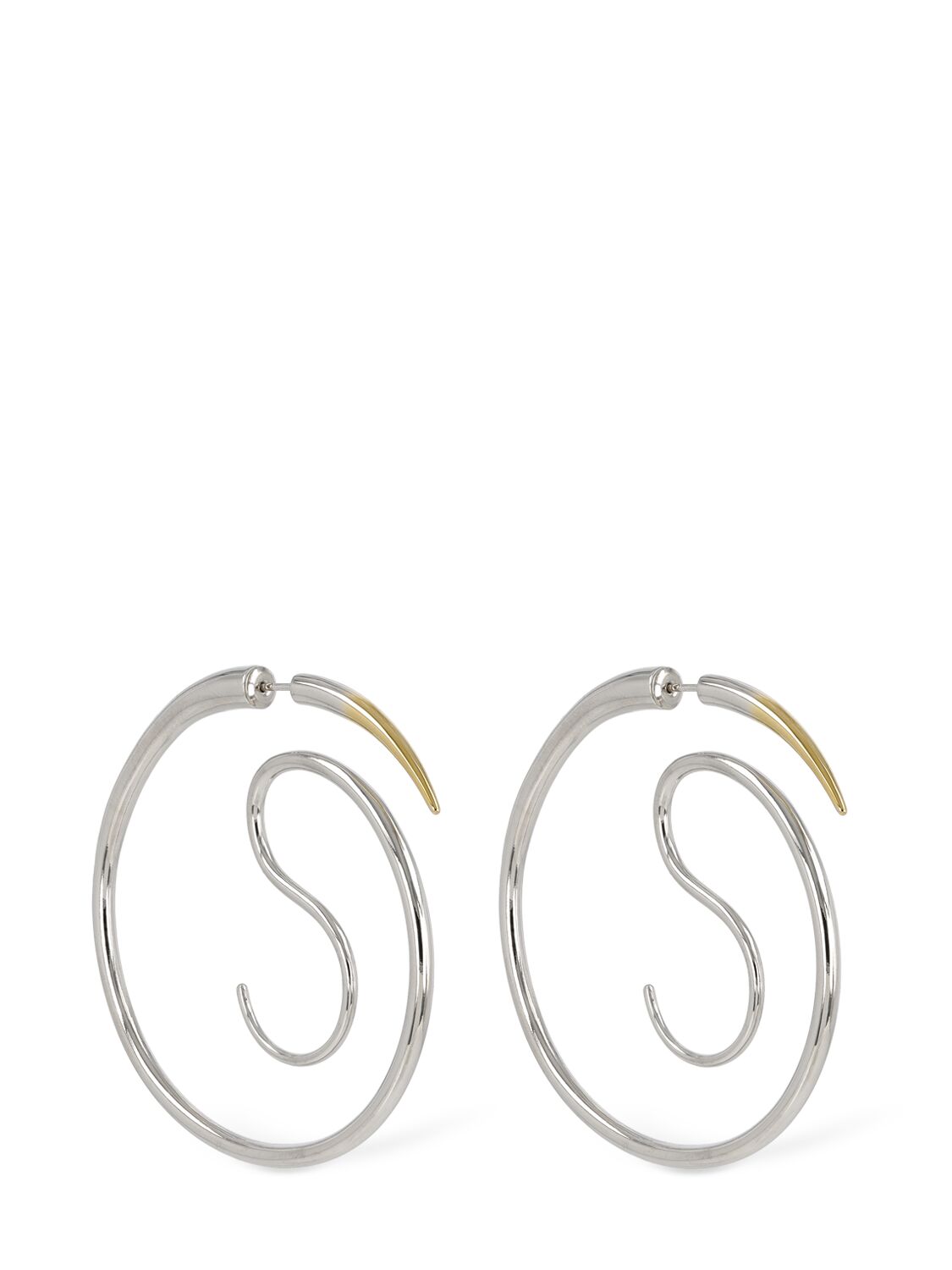 Shop Panconesi Spina Upside Down Hoop Earrings In Silver,gold