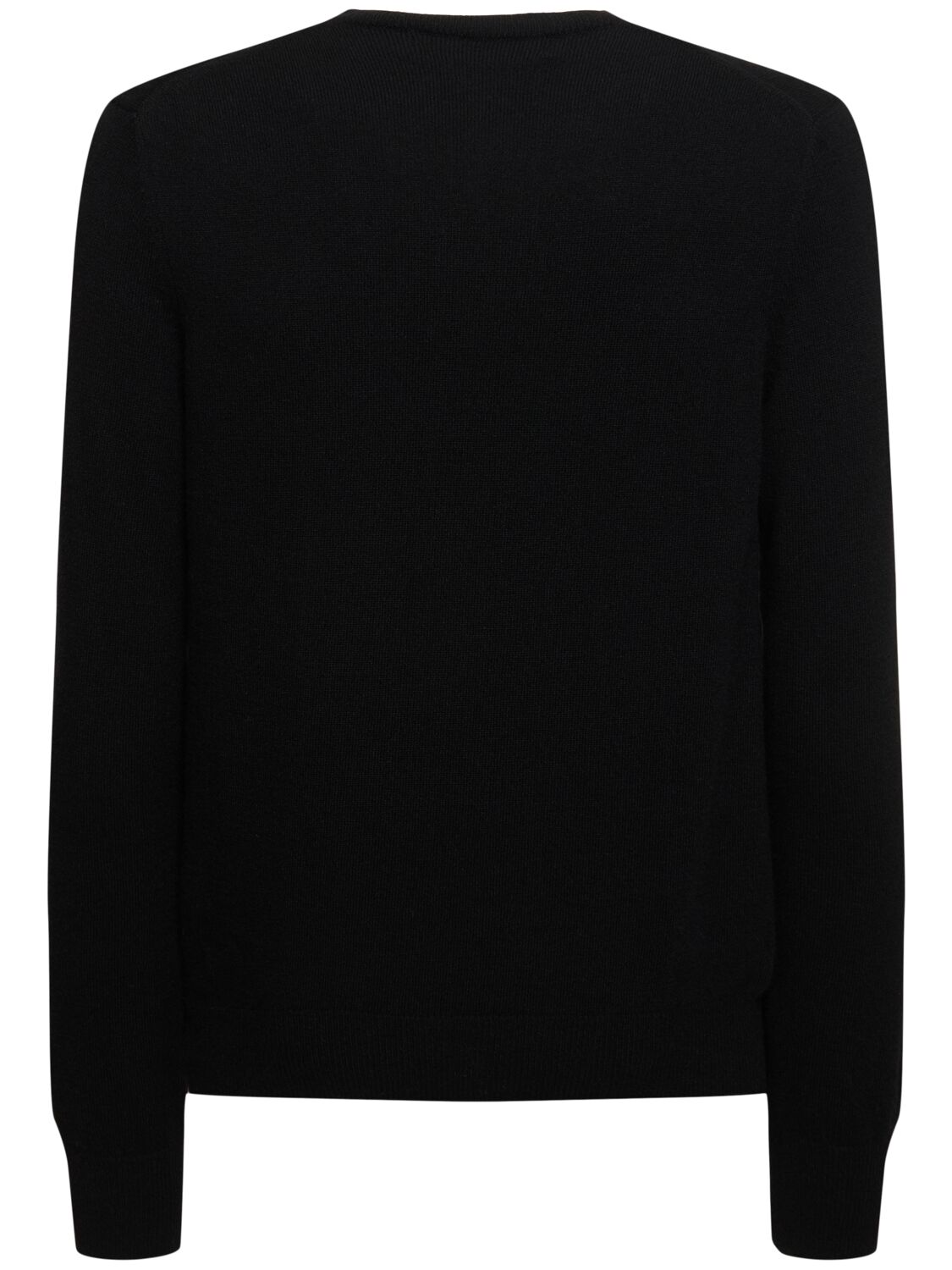 Shop Comme Des Garçons Play Play Logo Knit Wool V-neck Sweater In 블랙