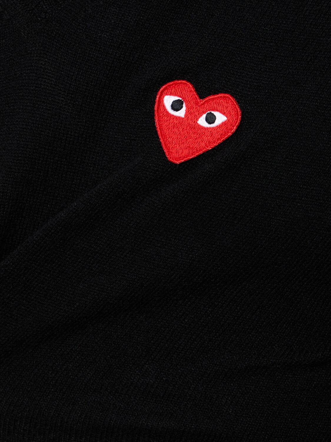 Shop Comme Des Garçons Play Play Logo Knit Wool V-neck Sweater In 블랙